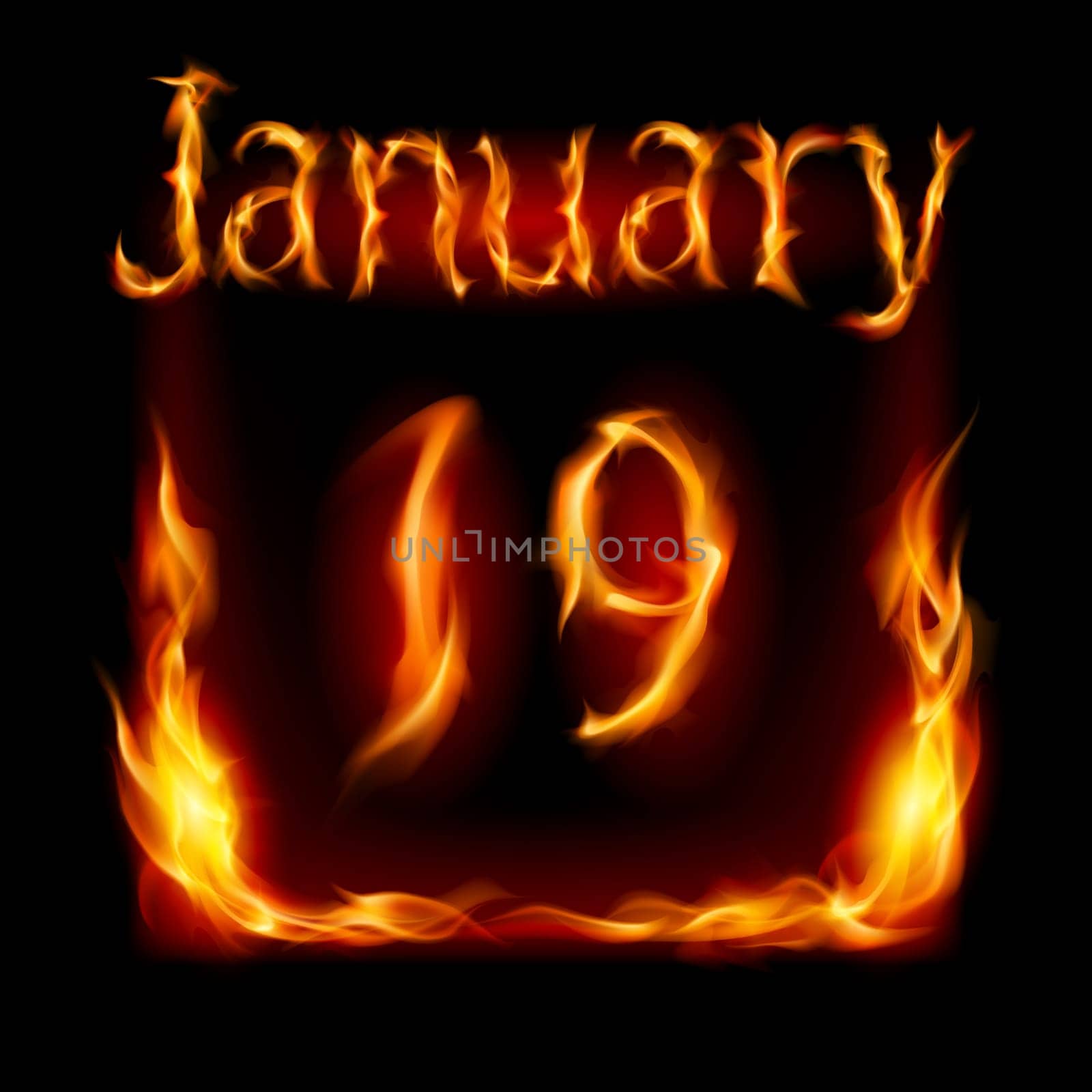 Nineteenth January in Calendar of Fire. Icon on black background