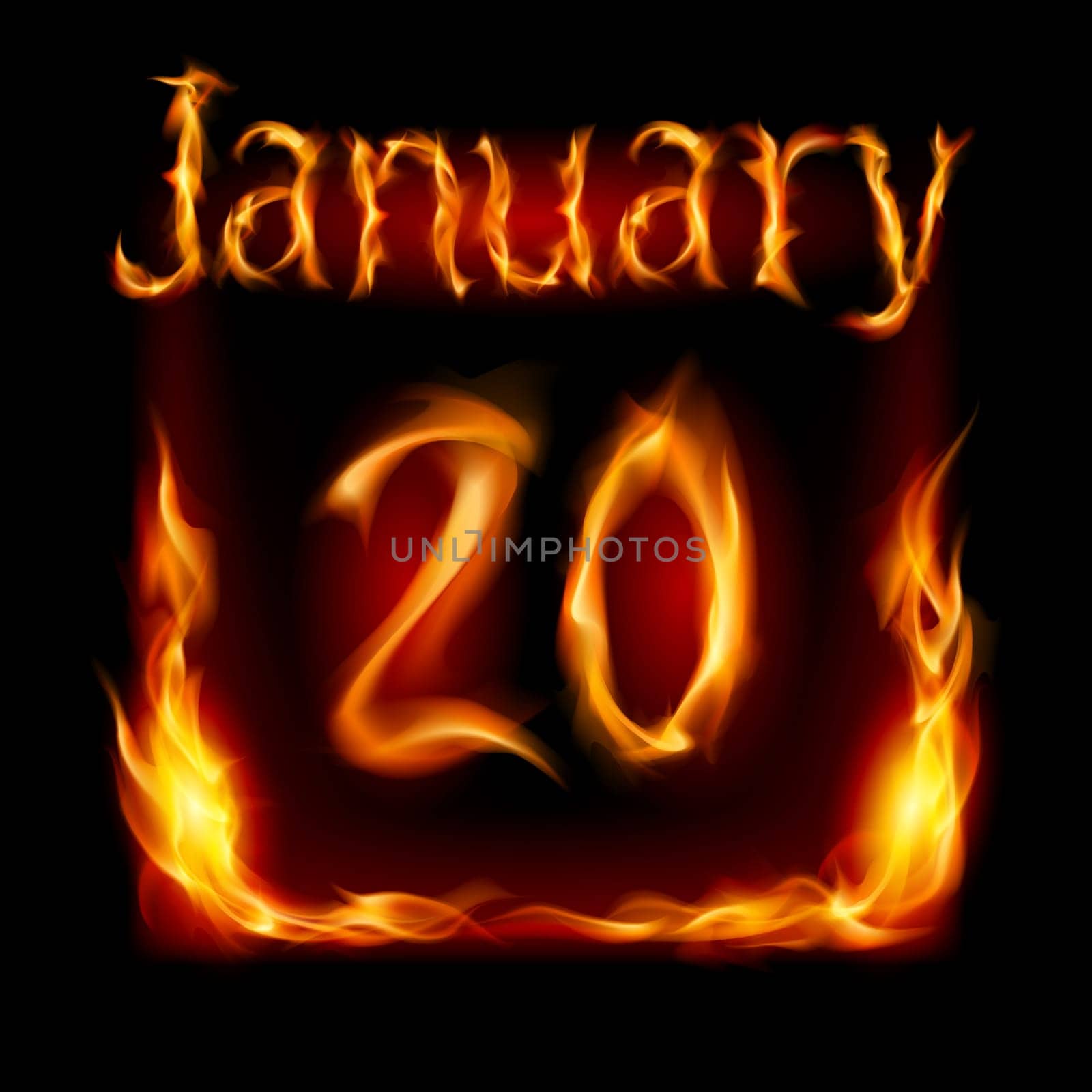 Twentieth January in Calendar of Fire. Icon on black background