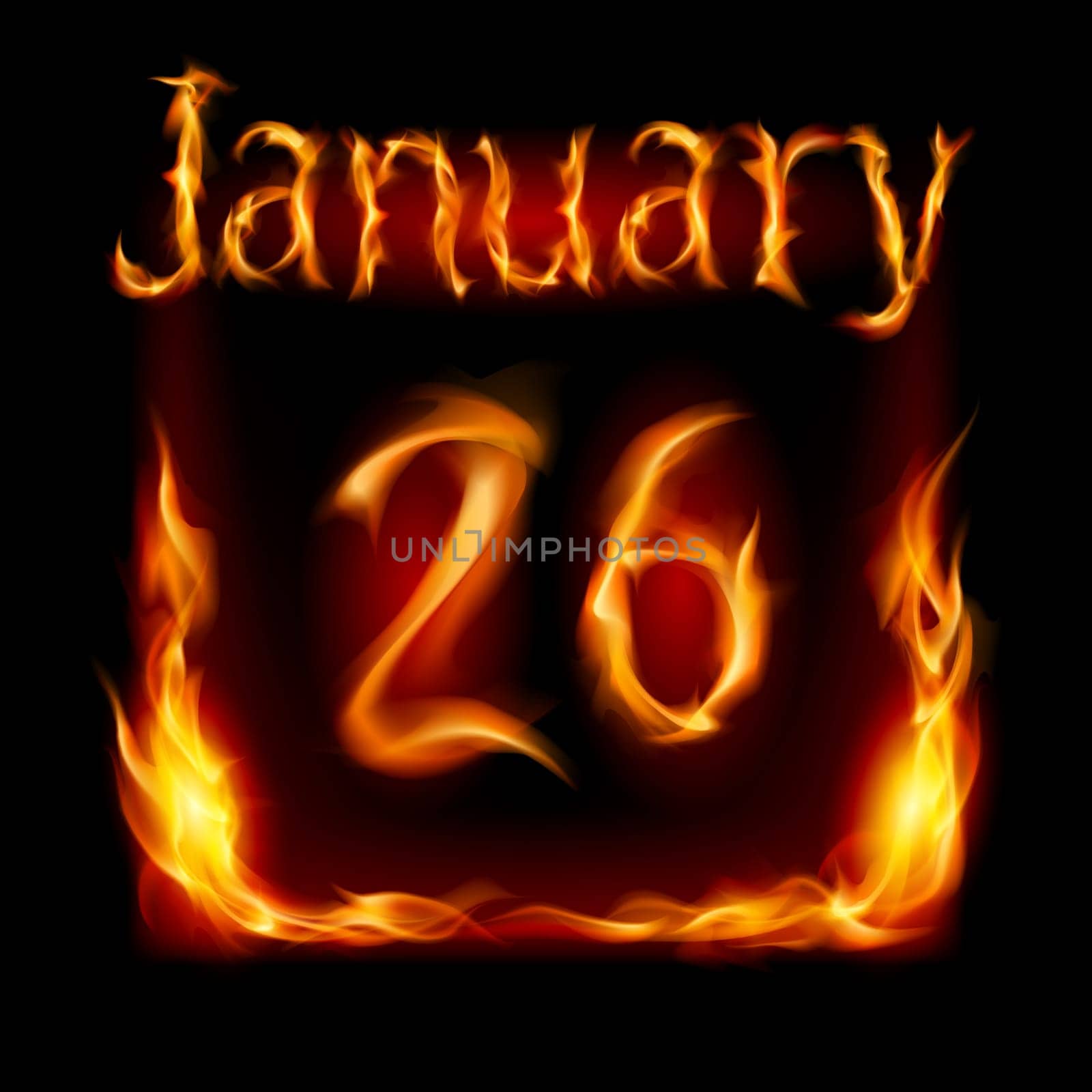 Twenty-sixth January in Calendar of Fire. Icon on black background