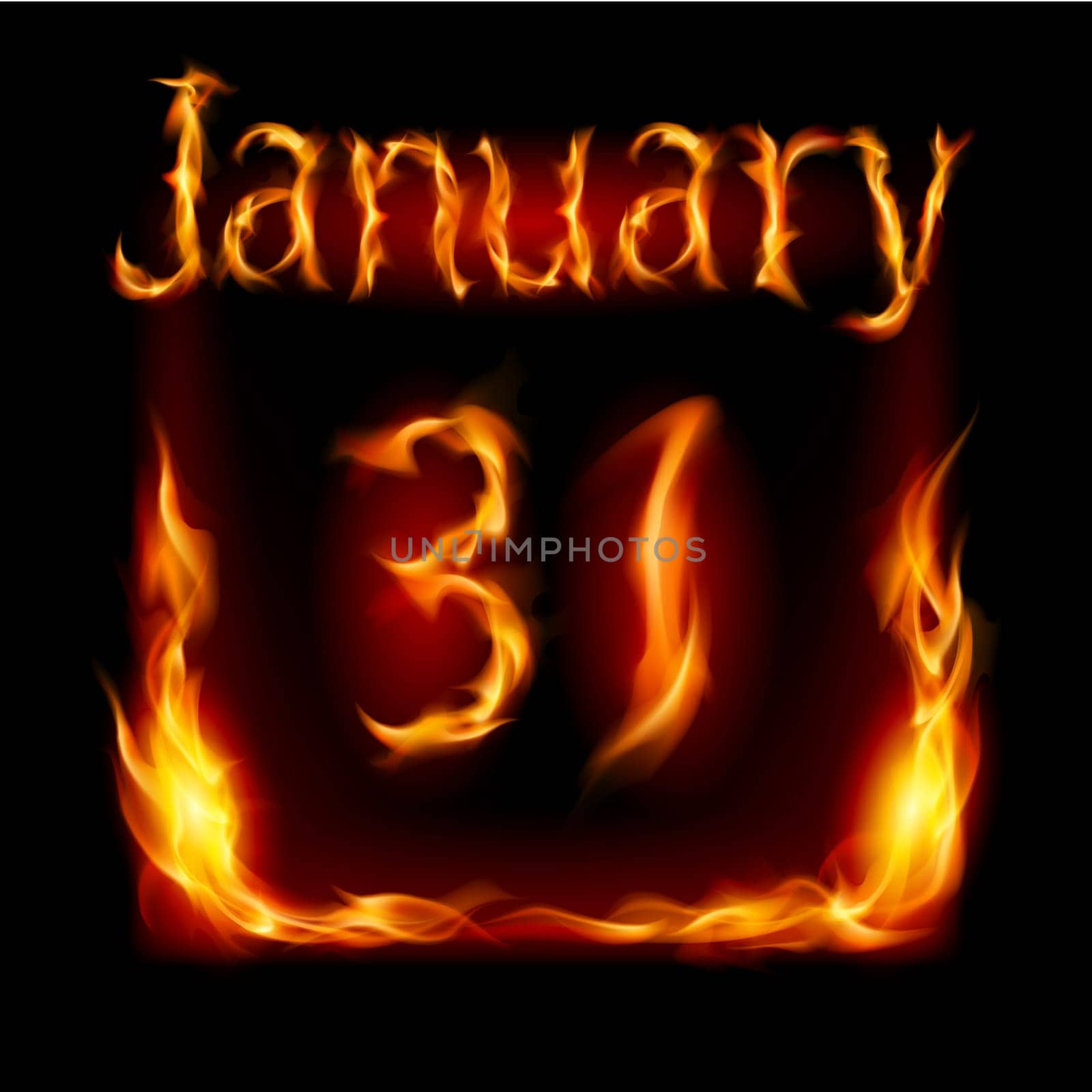 Thirty-first January in Calendar of Fire. Icon on black background
