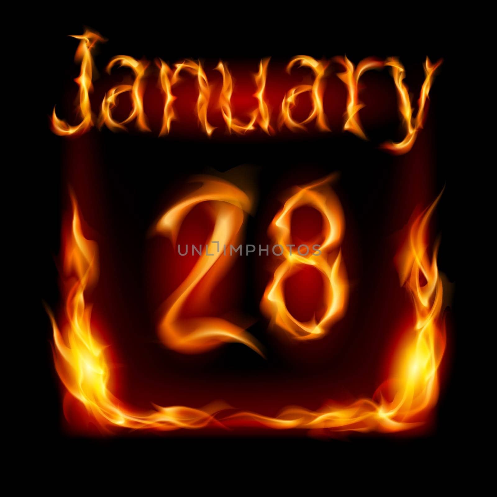Twenty-eighth January in Calendar of Fire. Icon on black background