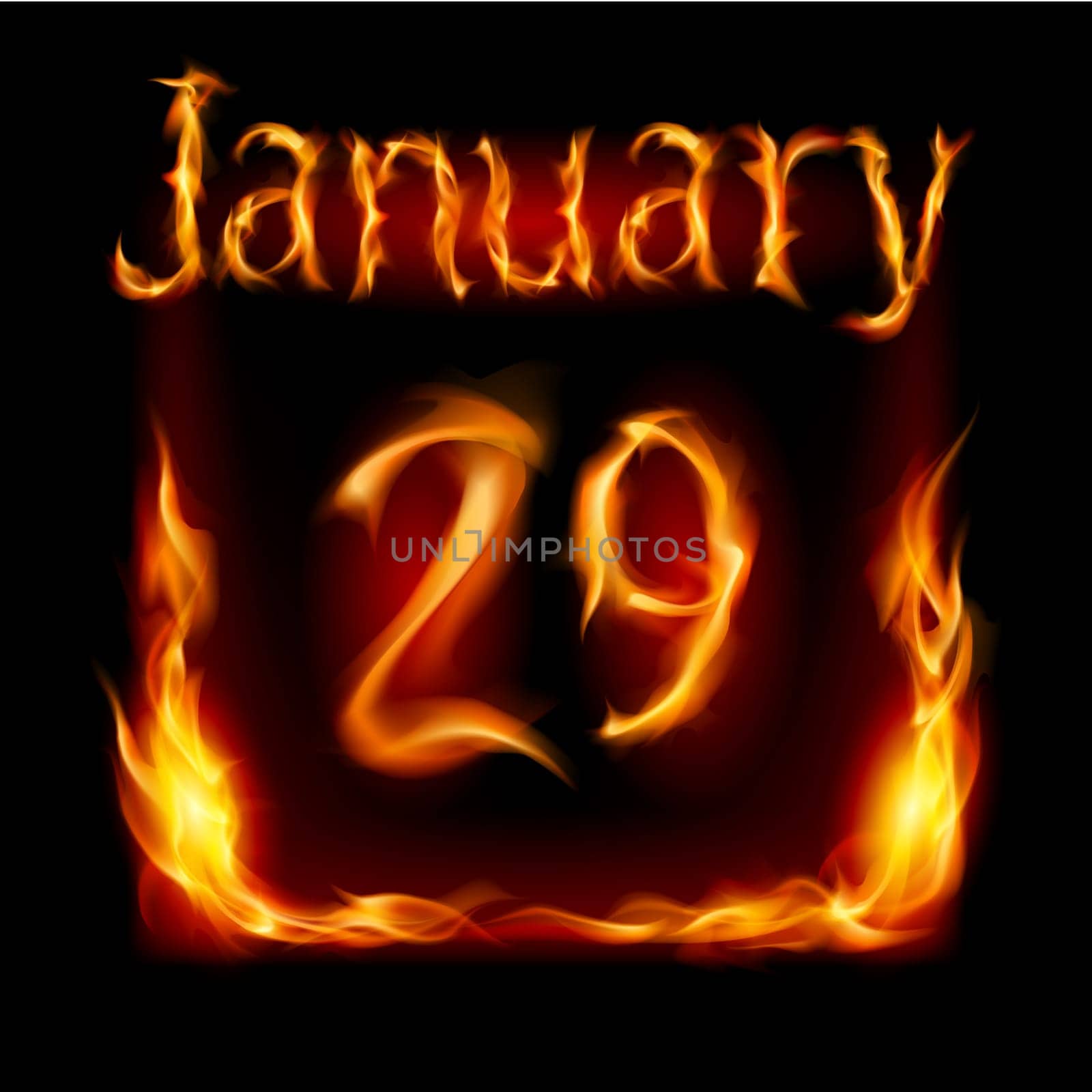 Twenty-ninth January in Calendar of Fire. Icon on black background