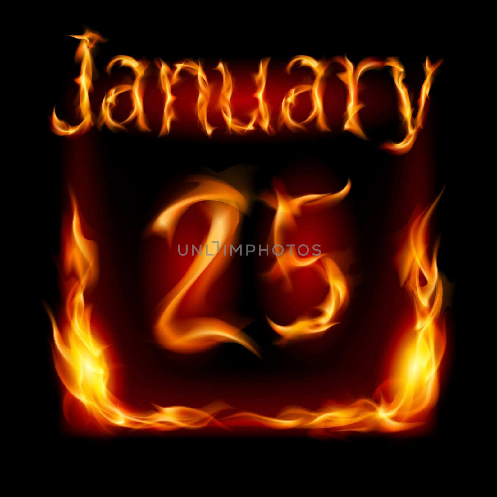 Twenty-fifth January in Calendar of Fire. Icon on black background