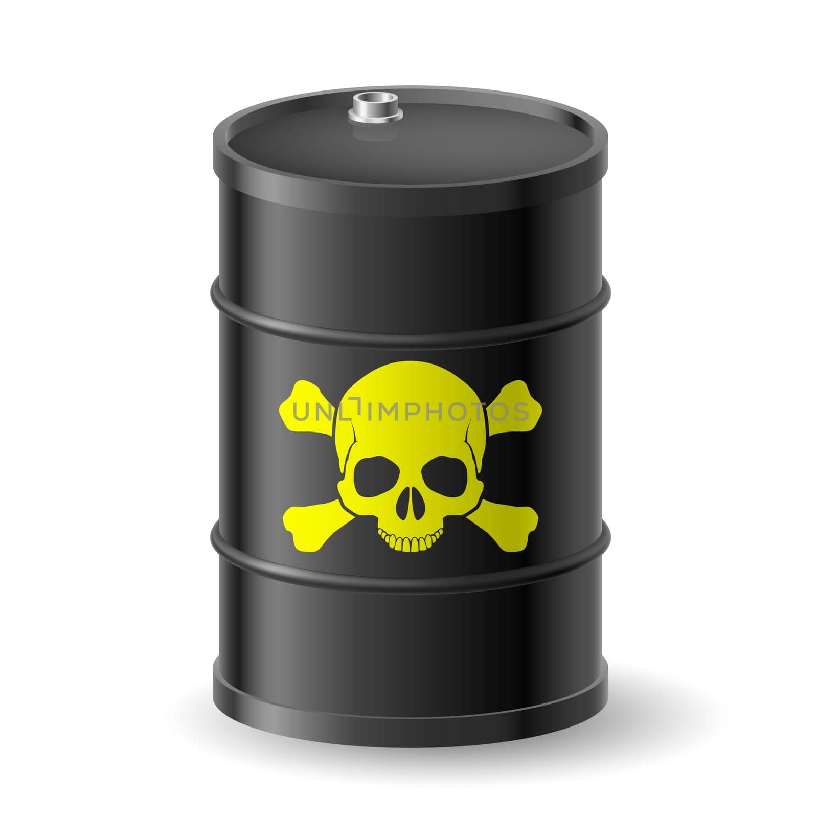Skull and bones on barrel with poisonous substances