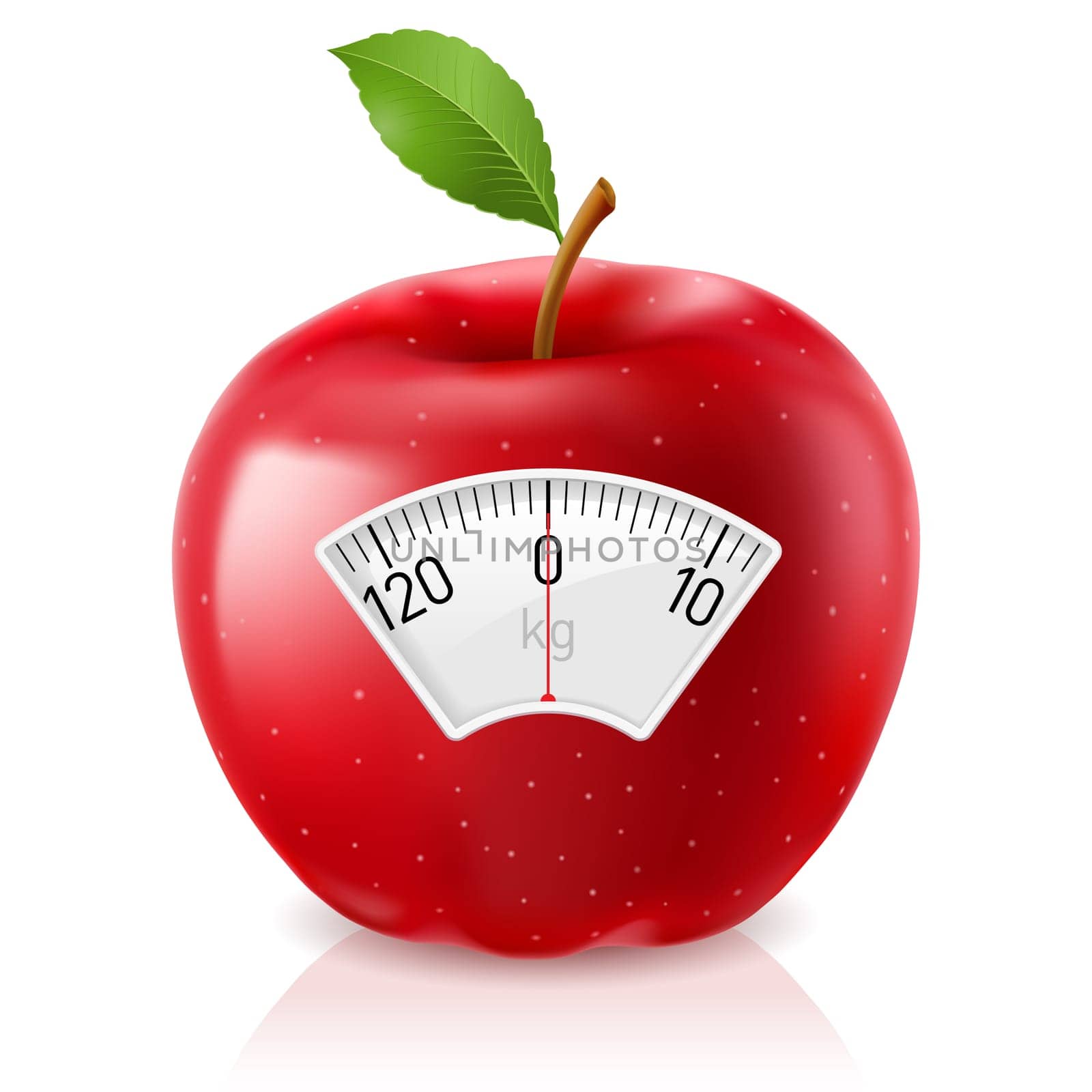 Red Apple With Scale for a Weighing Machine
