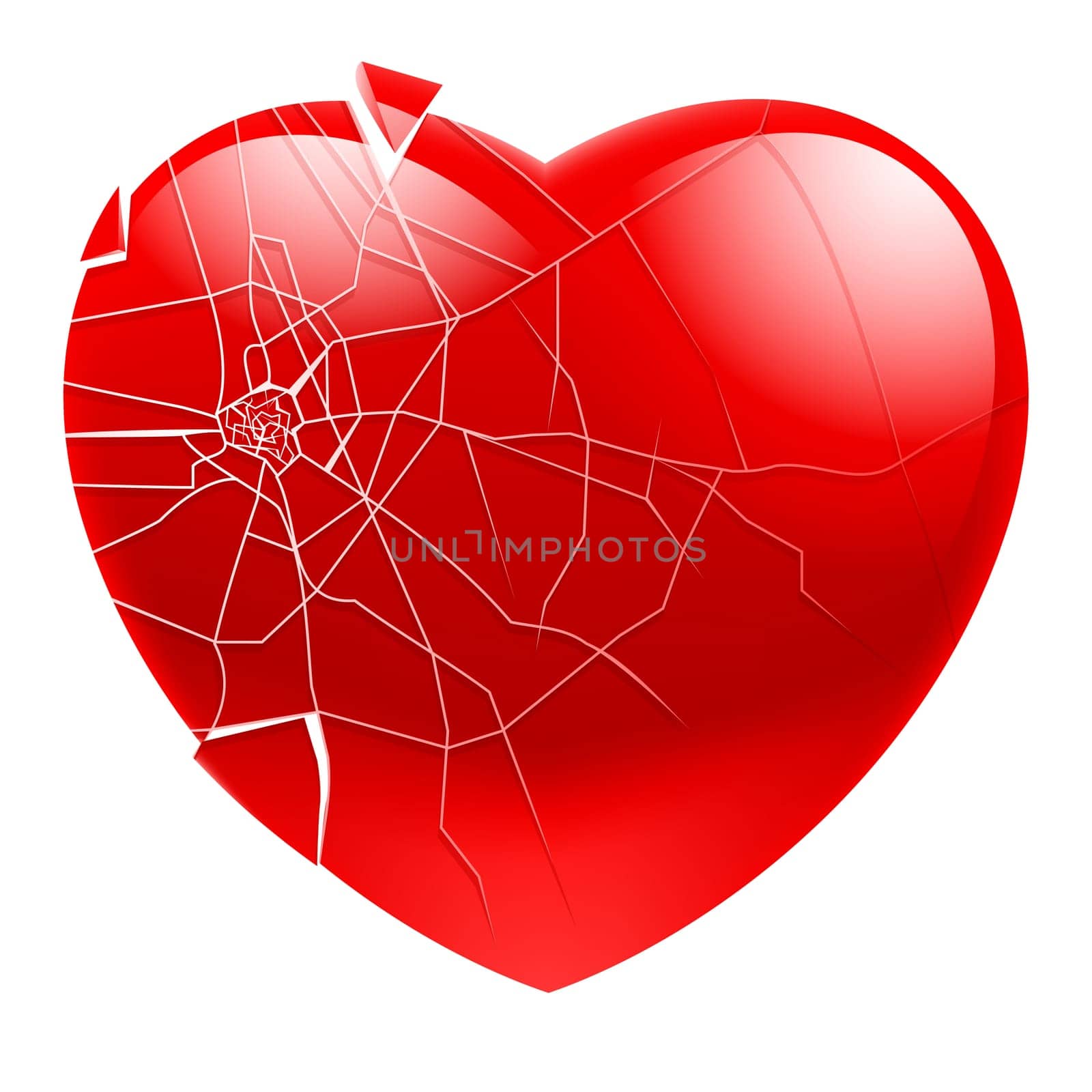 Broken Heart.  Illustration for design on white background