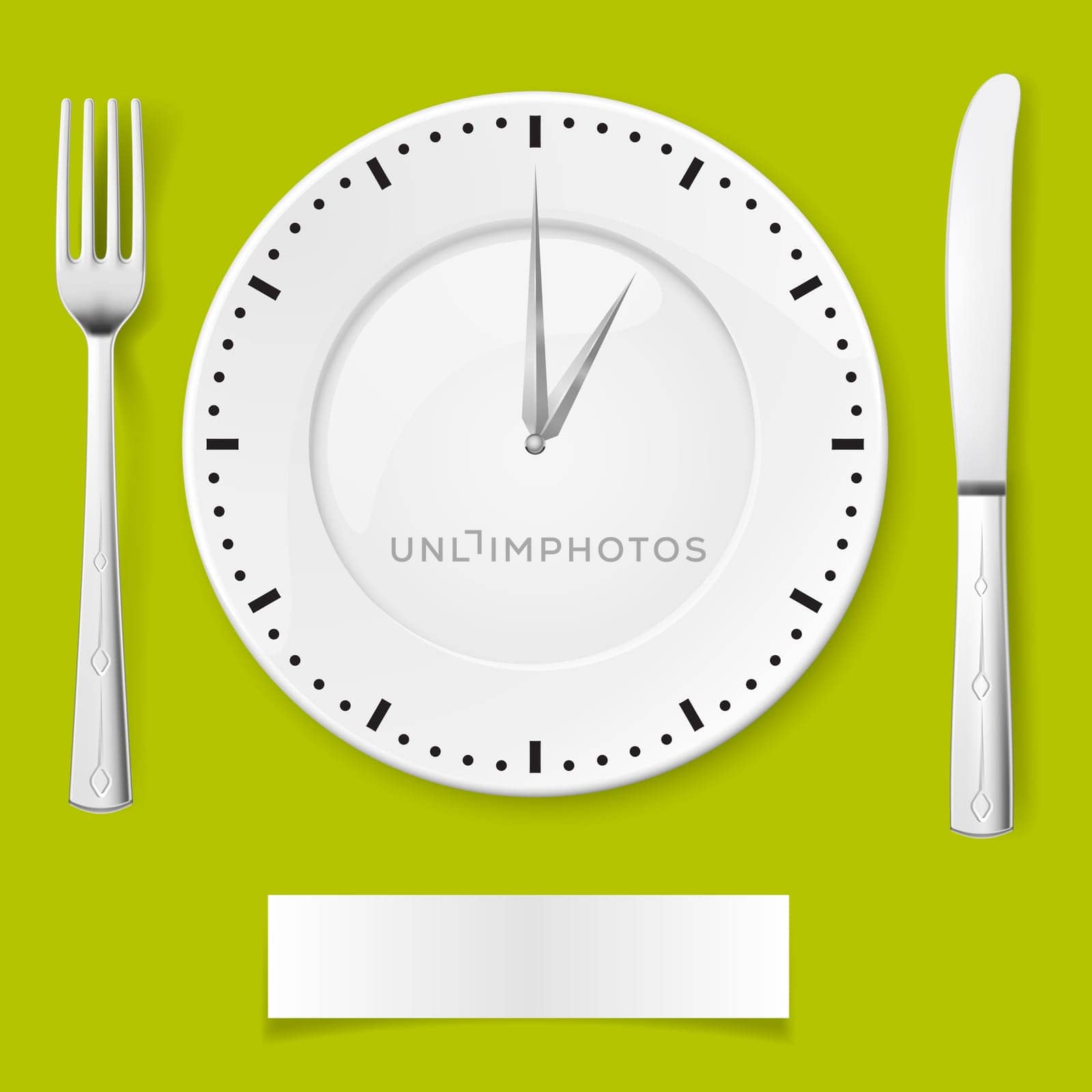 Fork, spoon and clock-plate. Illustration for You creative ideas