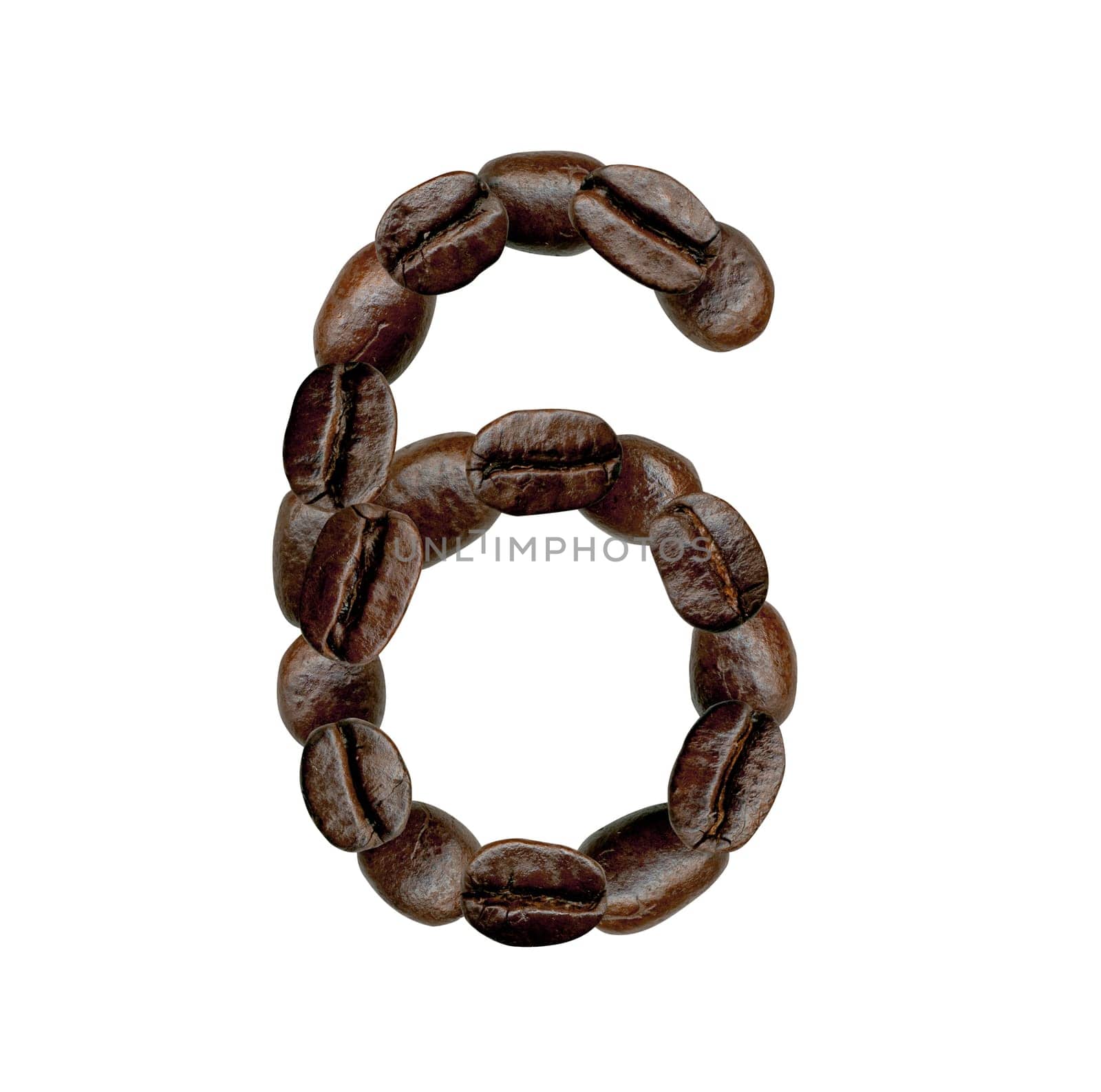 Number Six from Coffee Beans. Illustration on white