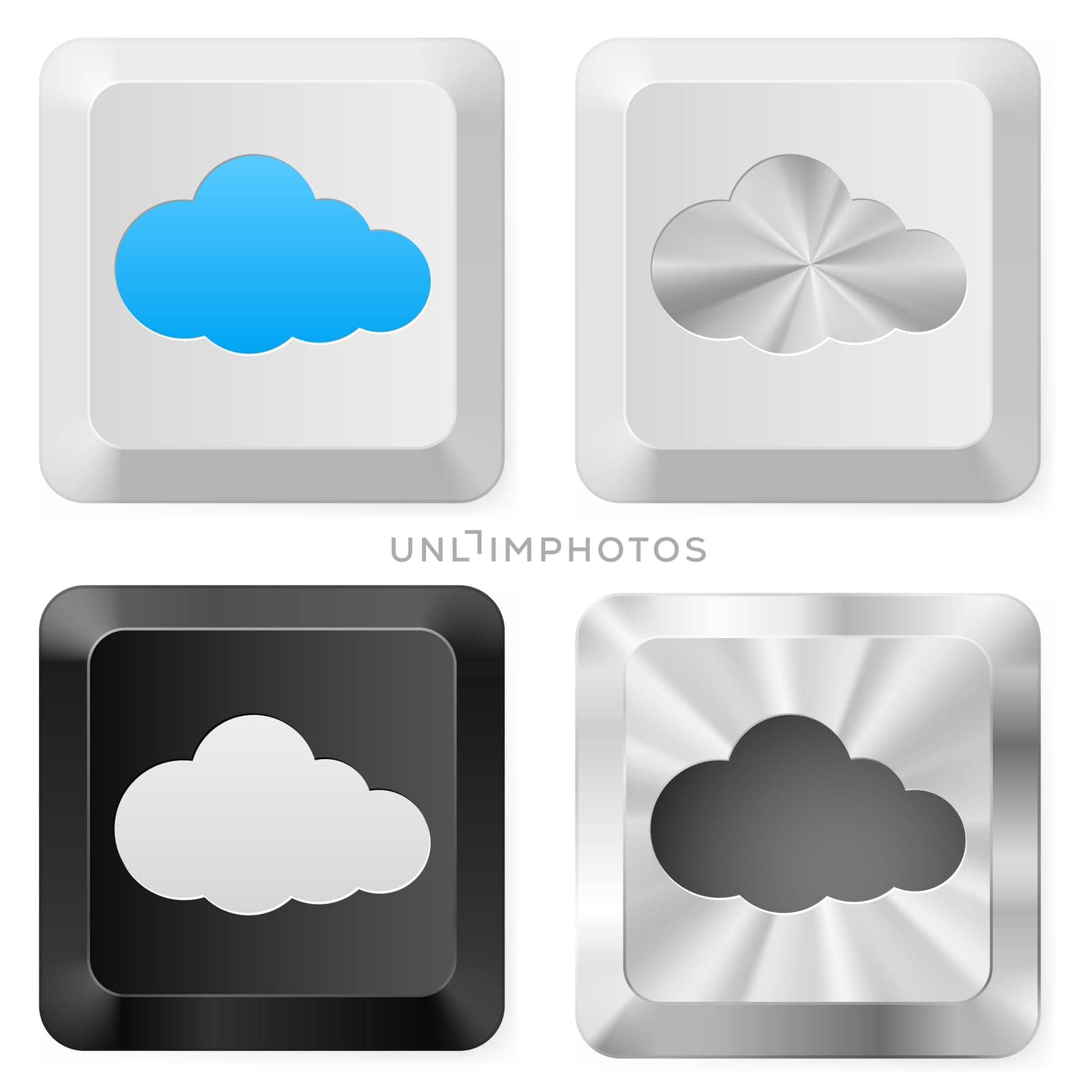 Clouds on the buttons. Illustration for design on white background