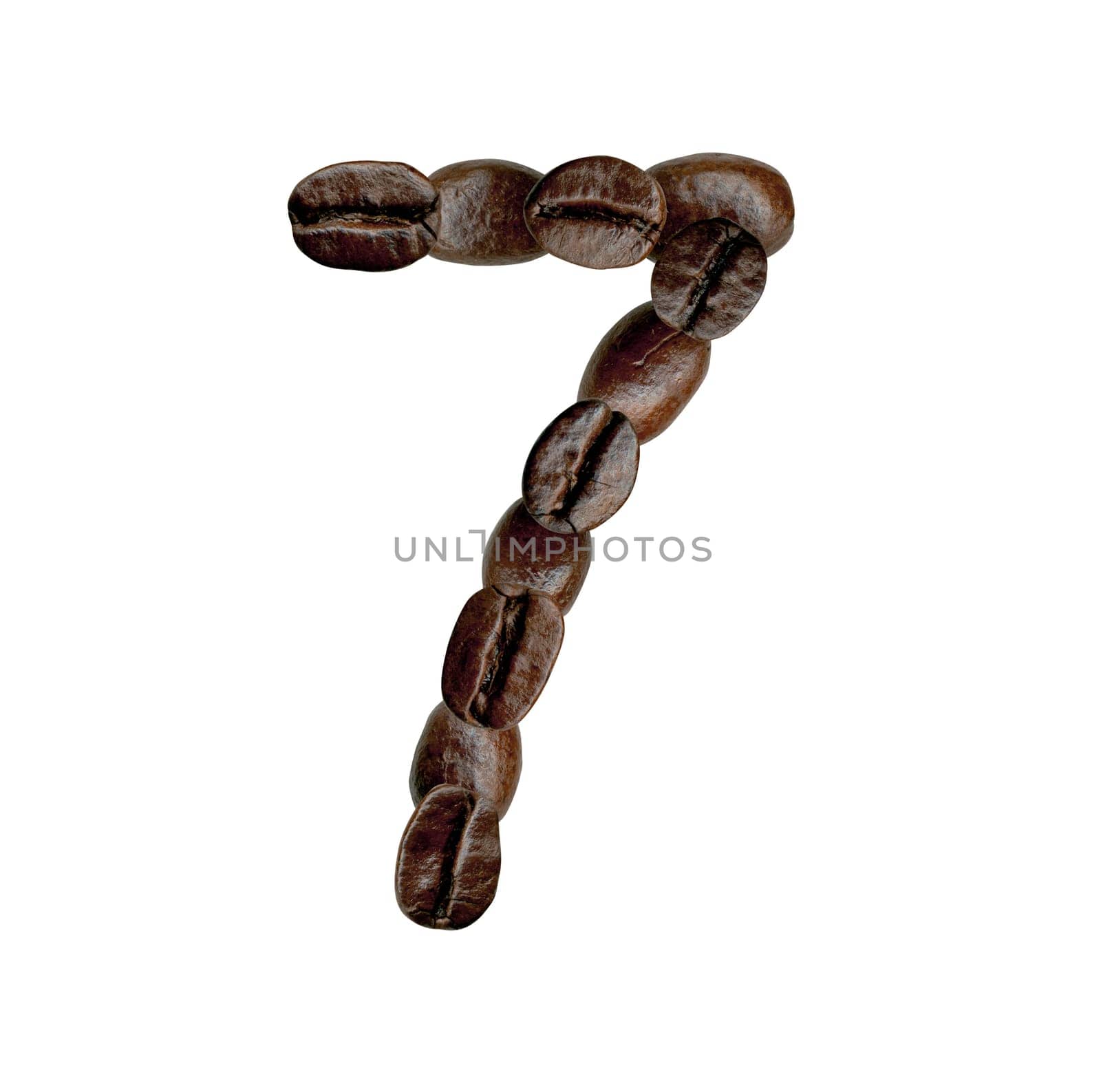 Number Seven from Coffee Beans. Illustration on white