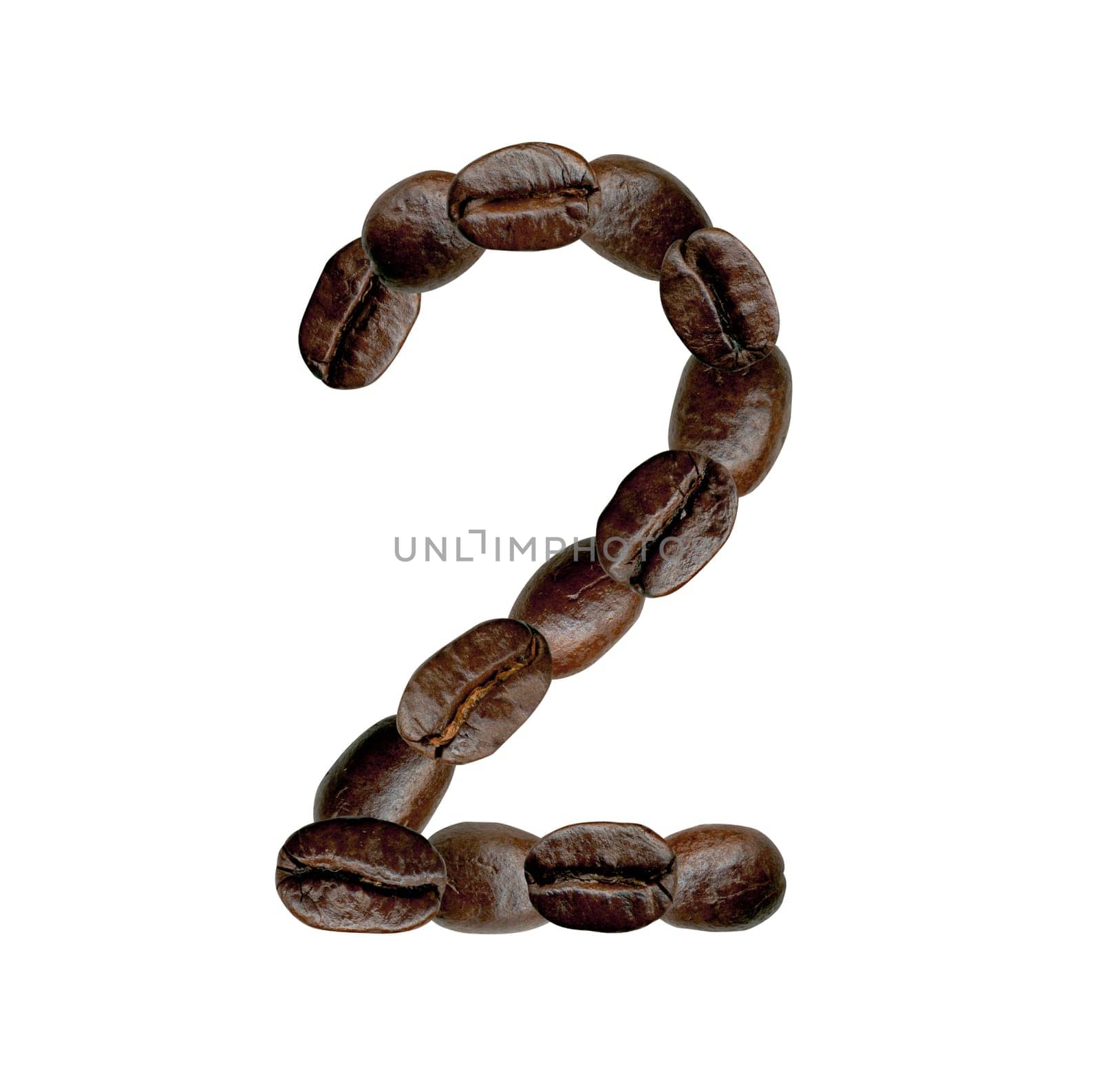 Number Two from Coffee Beans. Illustration on white
