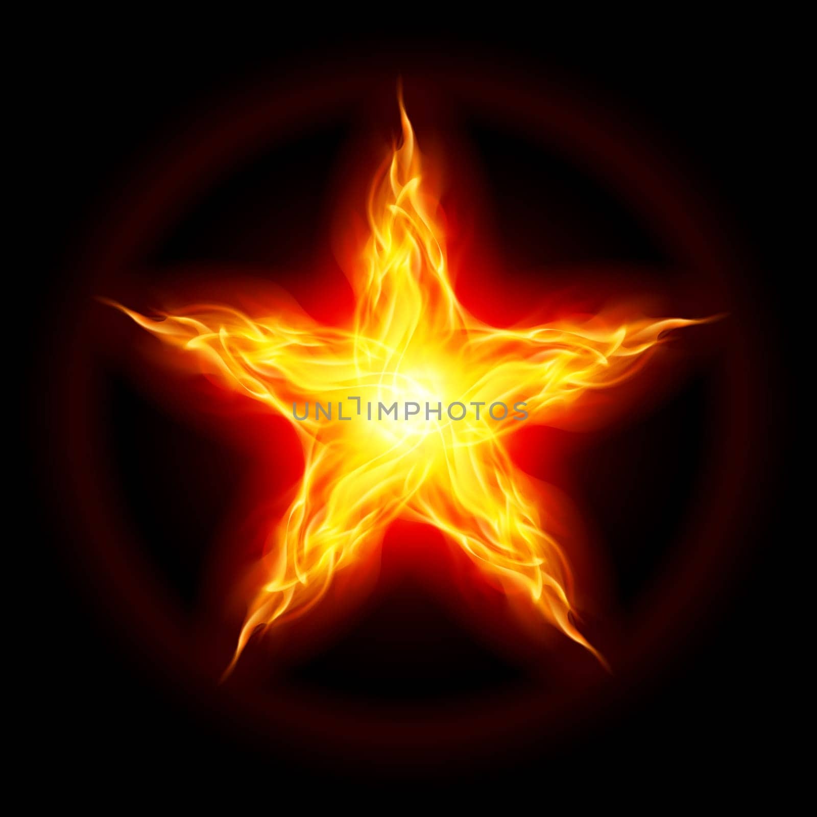Abstract Fire star. The form of the third. Illustration on black background