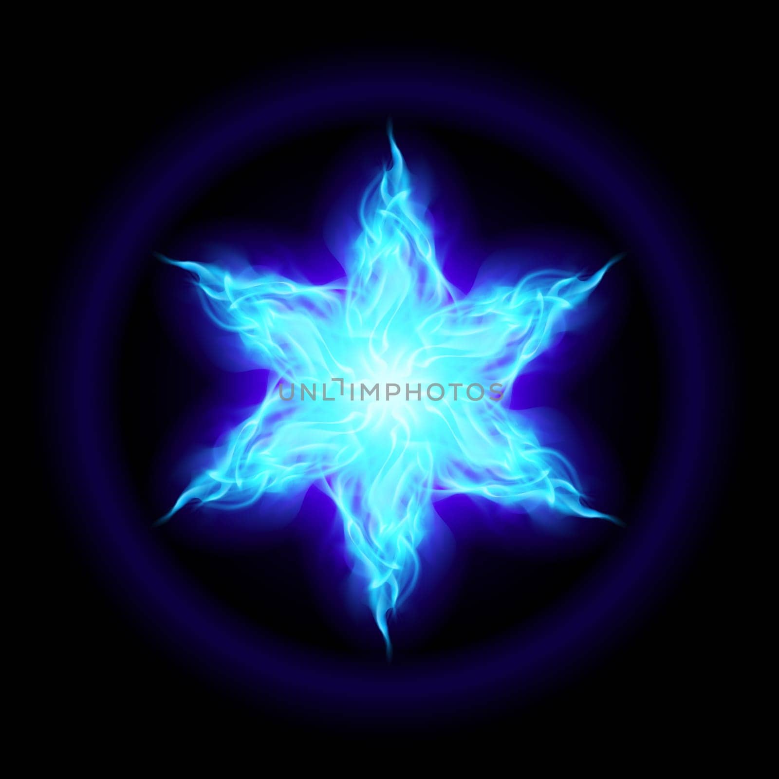 Abstract Ice star. The form of the second. Illustration on black background