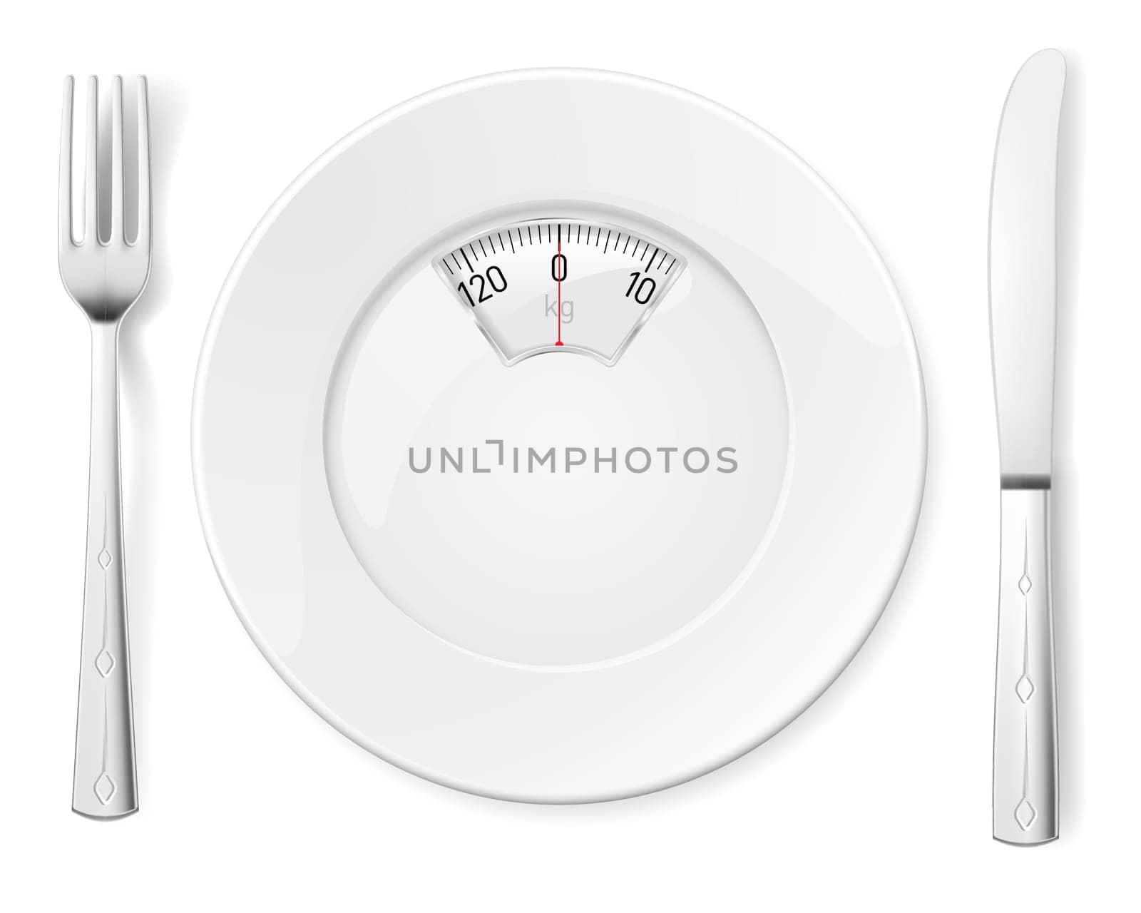 Plate with knife and fork and Scale for a Weighing Machine
