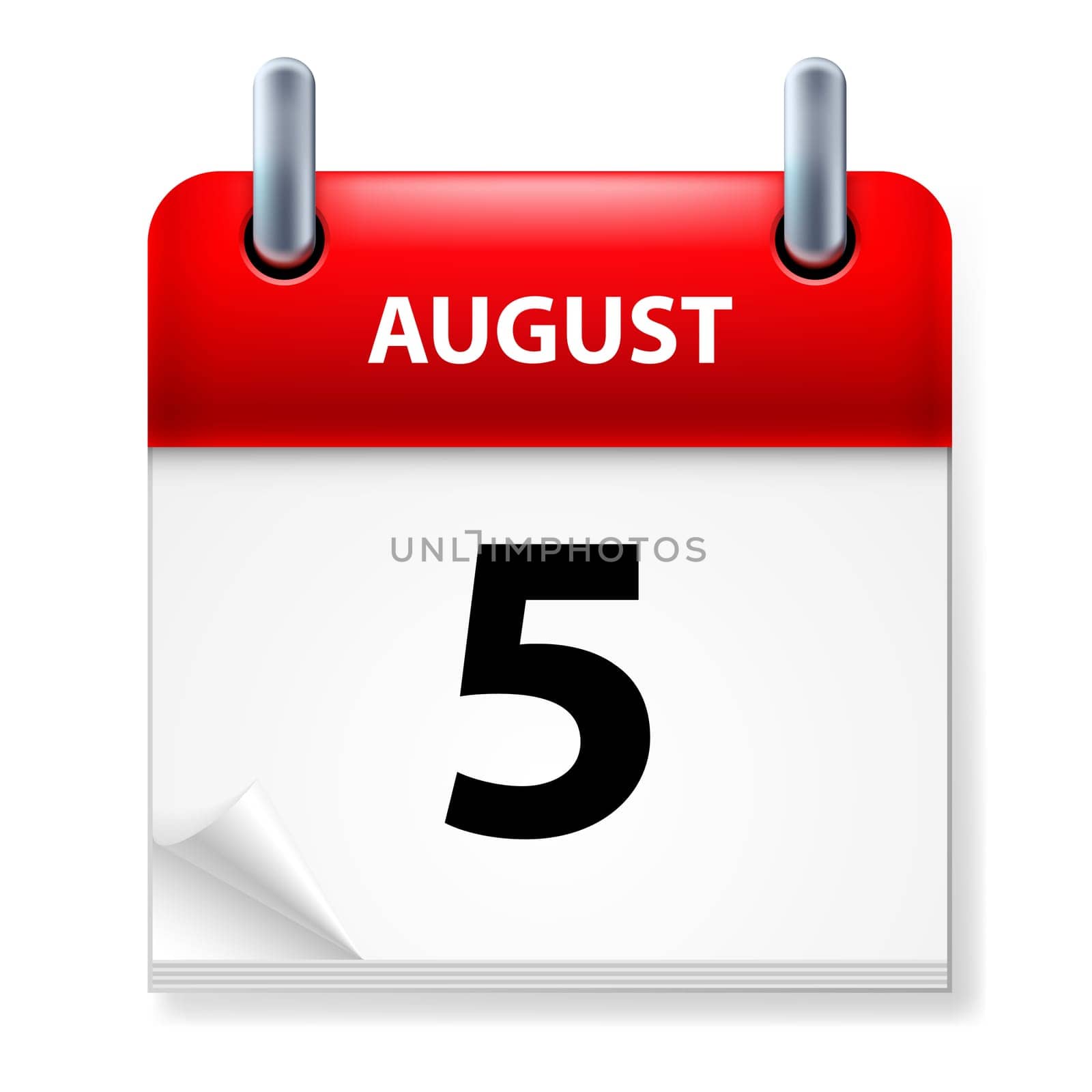 Fifth in August Calendar icon on white background