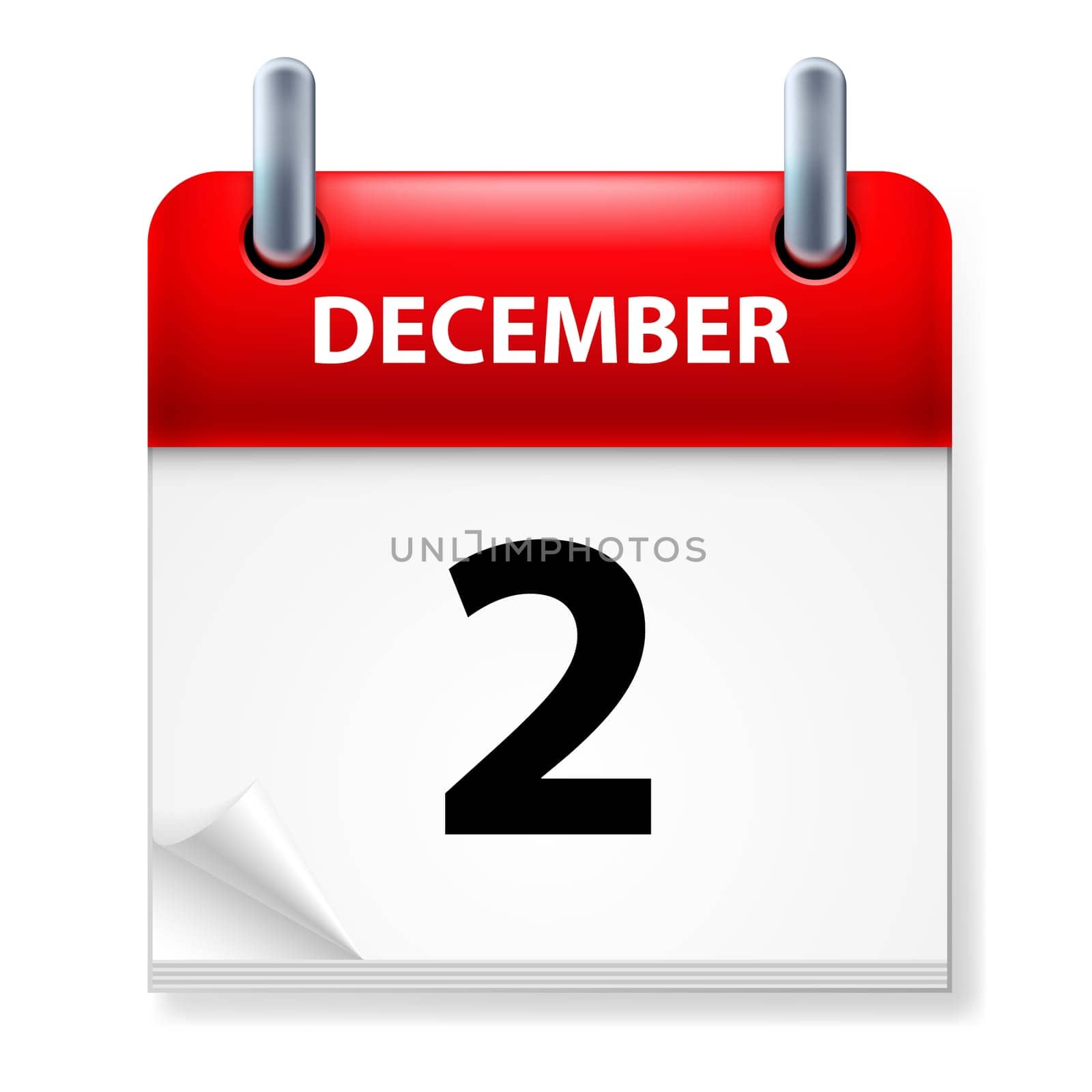 Second in December Calendar icon on white background