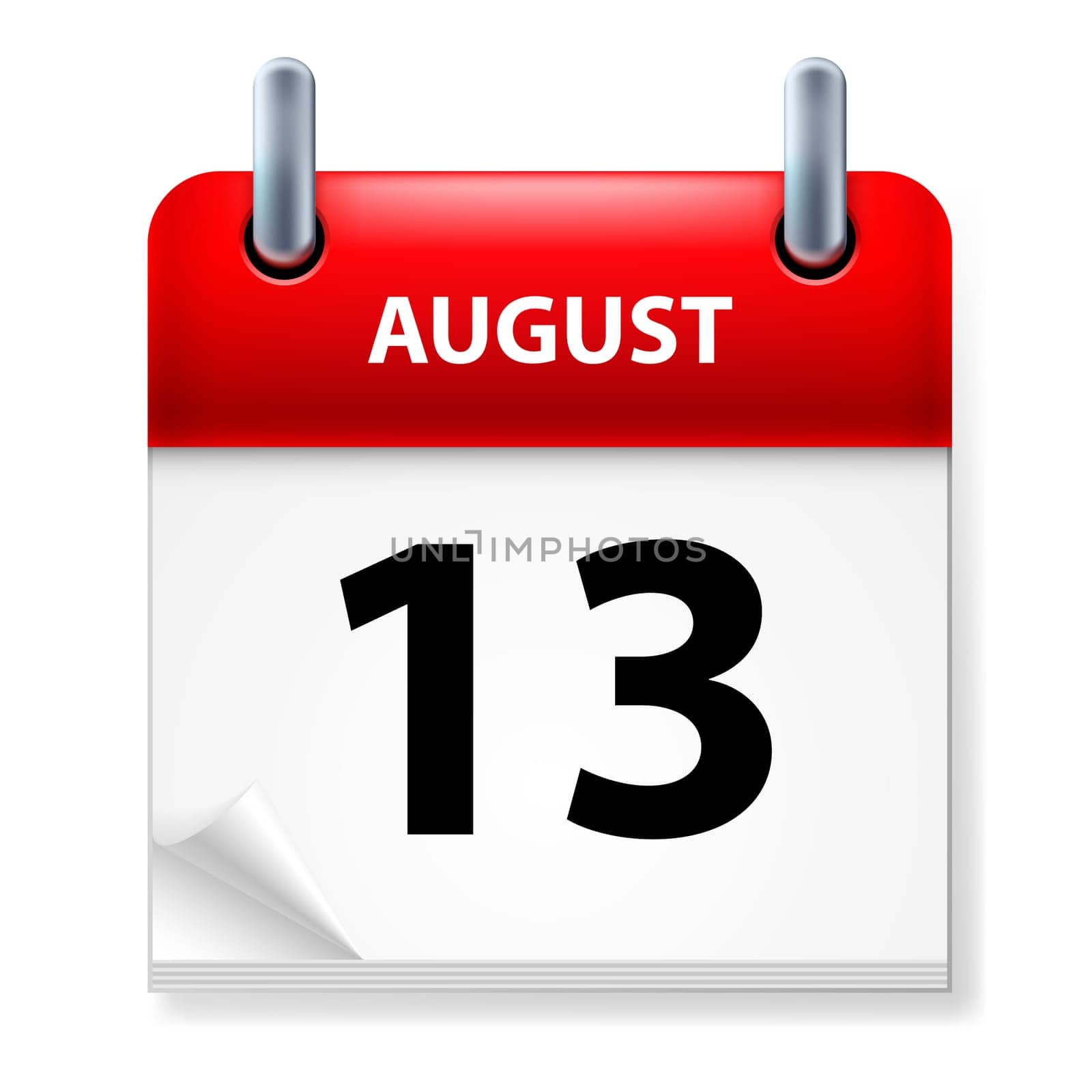 Thirteenth in August Calendar icon on white background
