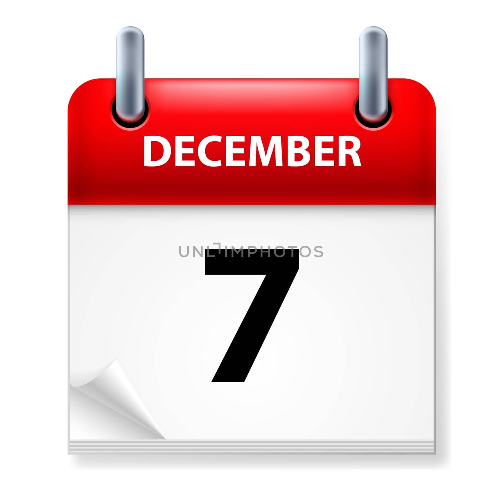 Seventh in December Calendar icon on white background