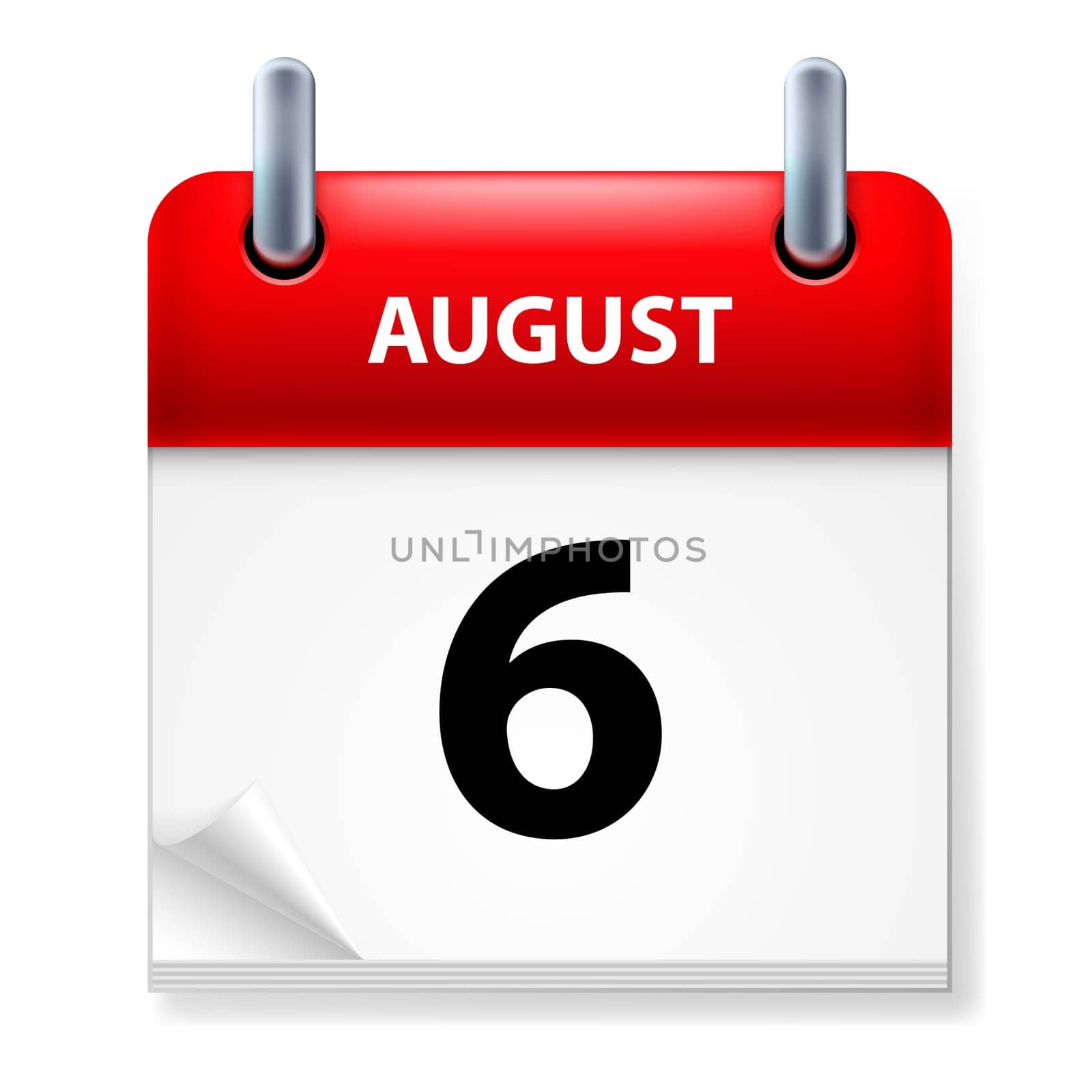 Sixth in August Calendar icon on white background