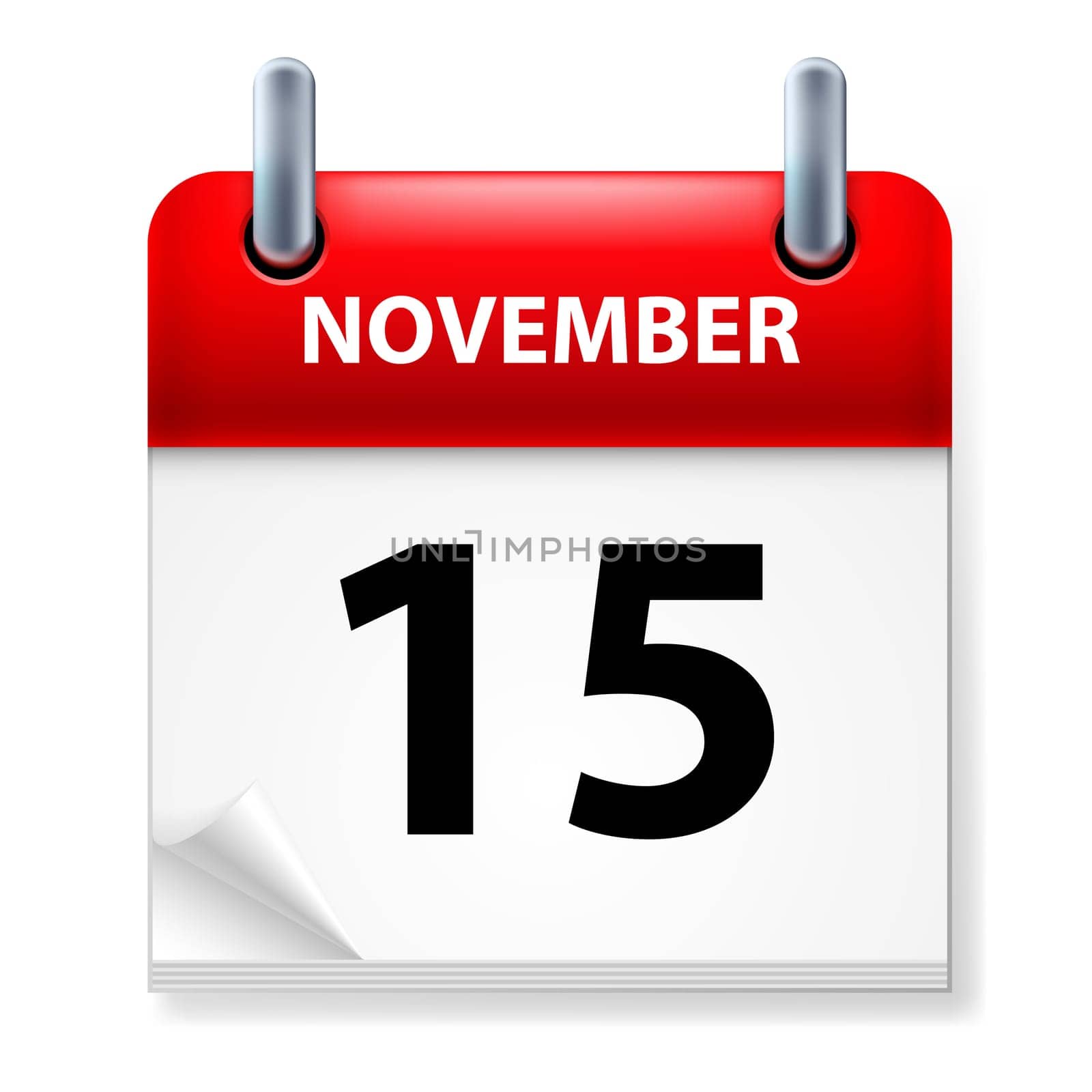 Fifteenth in November Calendar icon on white background