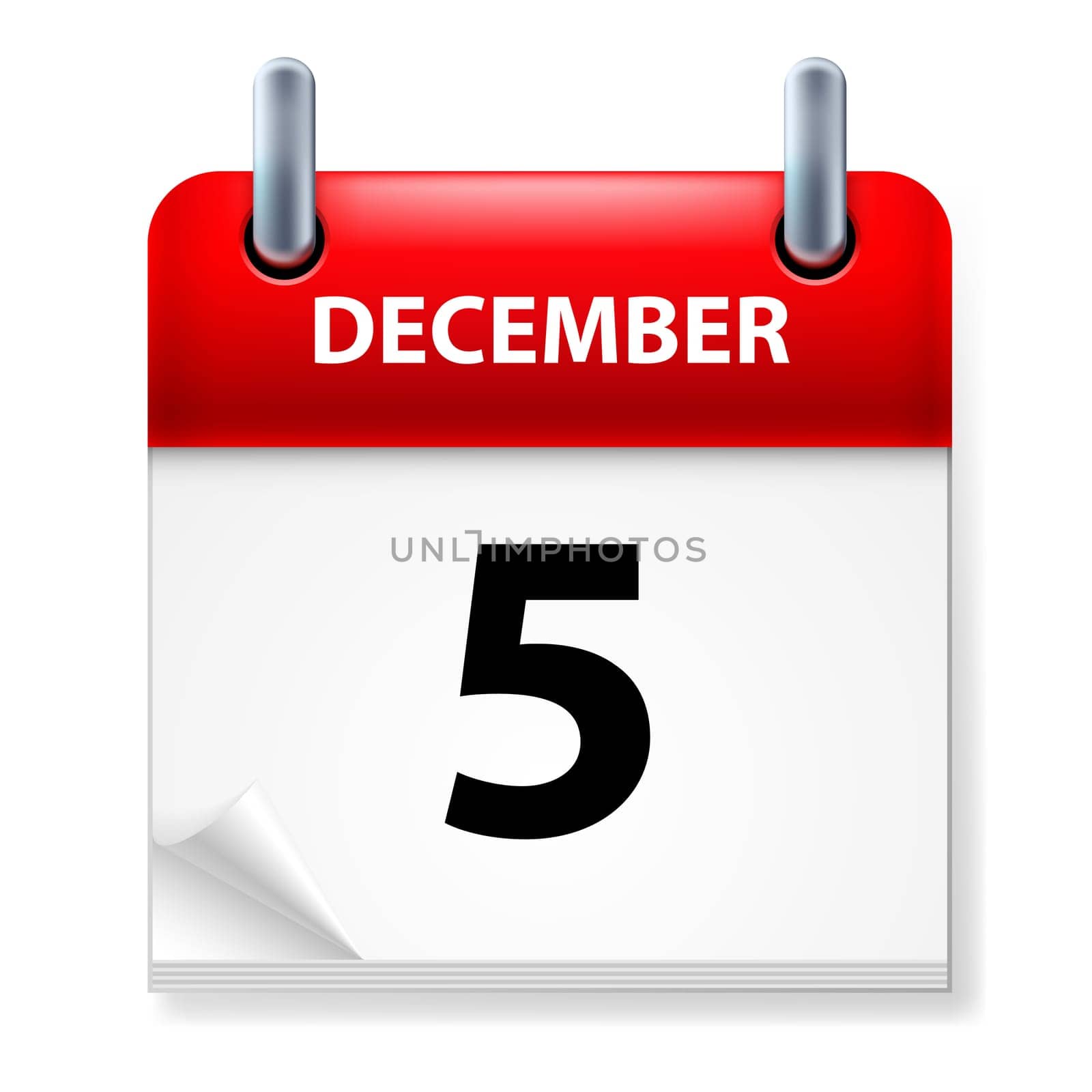 Fifth in December Calendar icon on white background