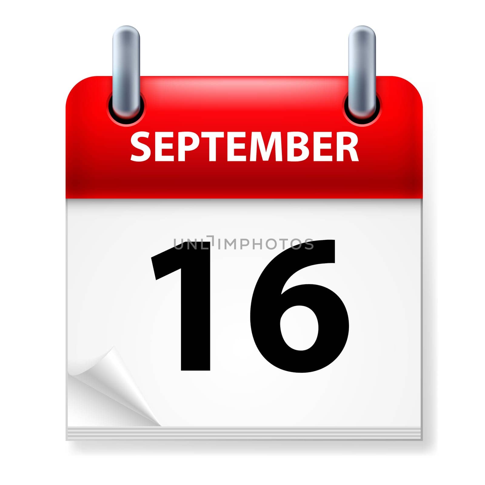 Sixteenth September in Calendar icon on white background