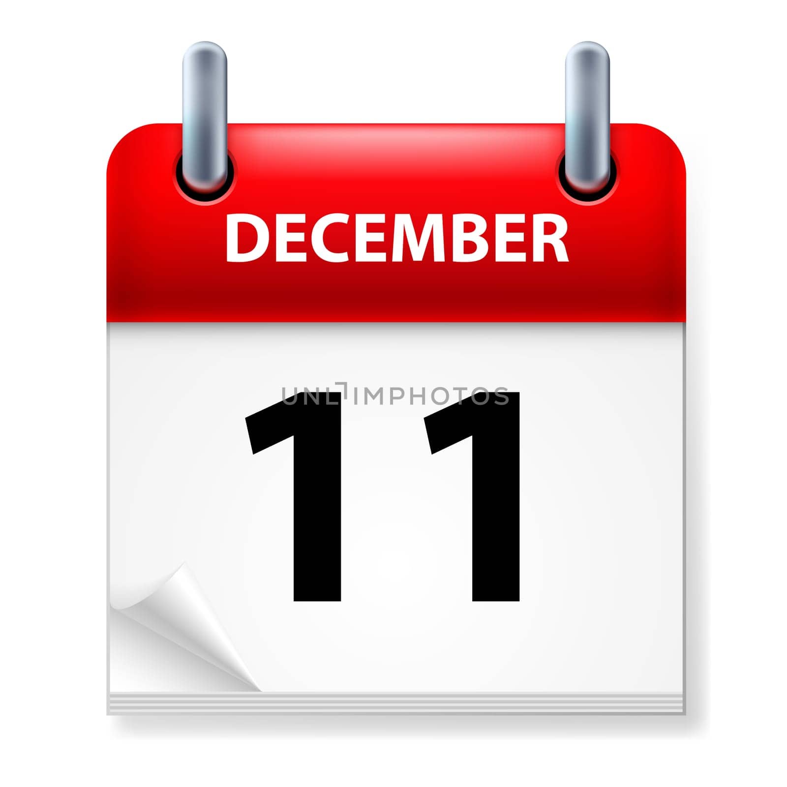 Eleventh in December Calendar icon on white background