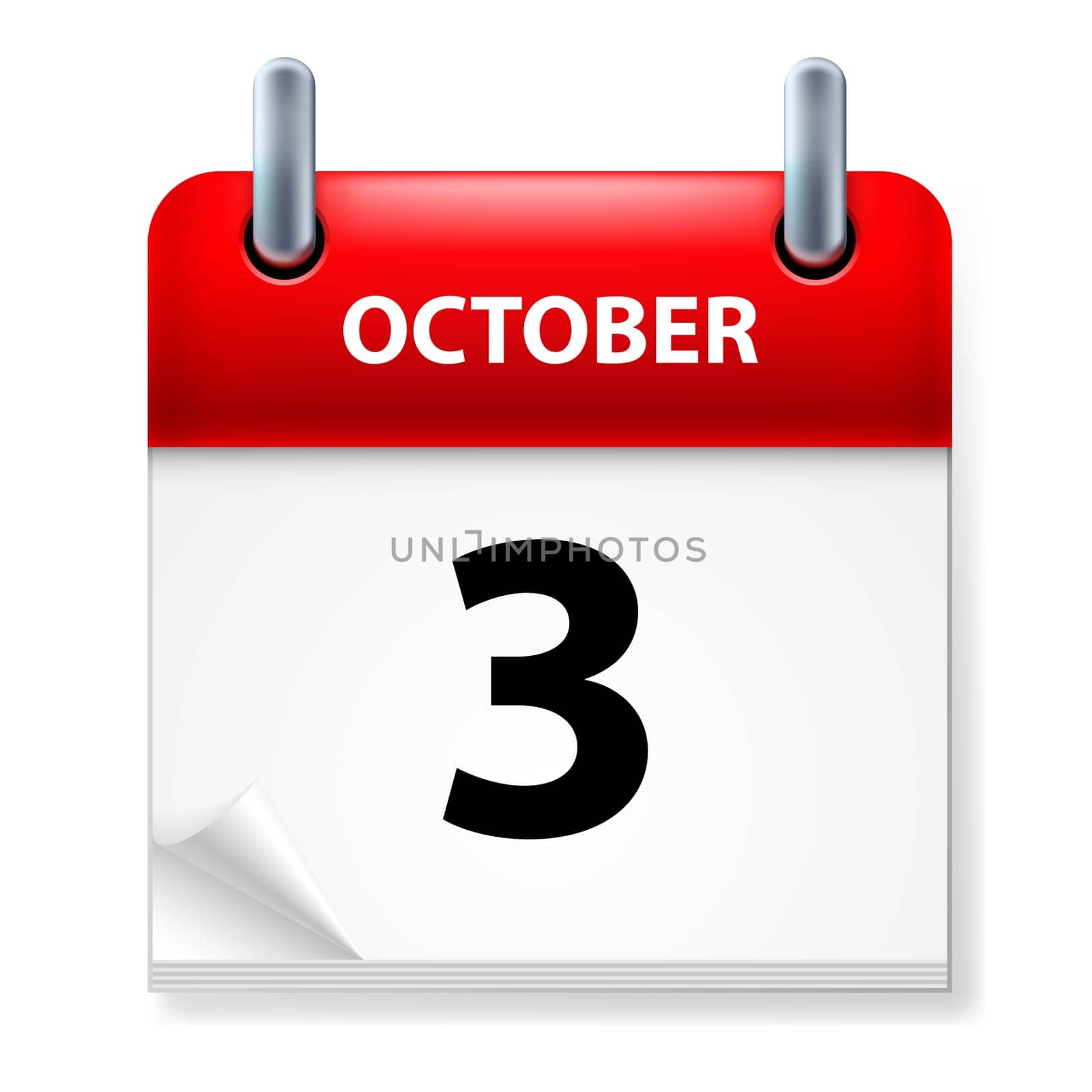 Third October in Calendar icon on white background