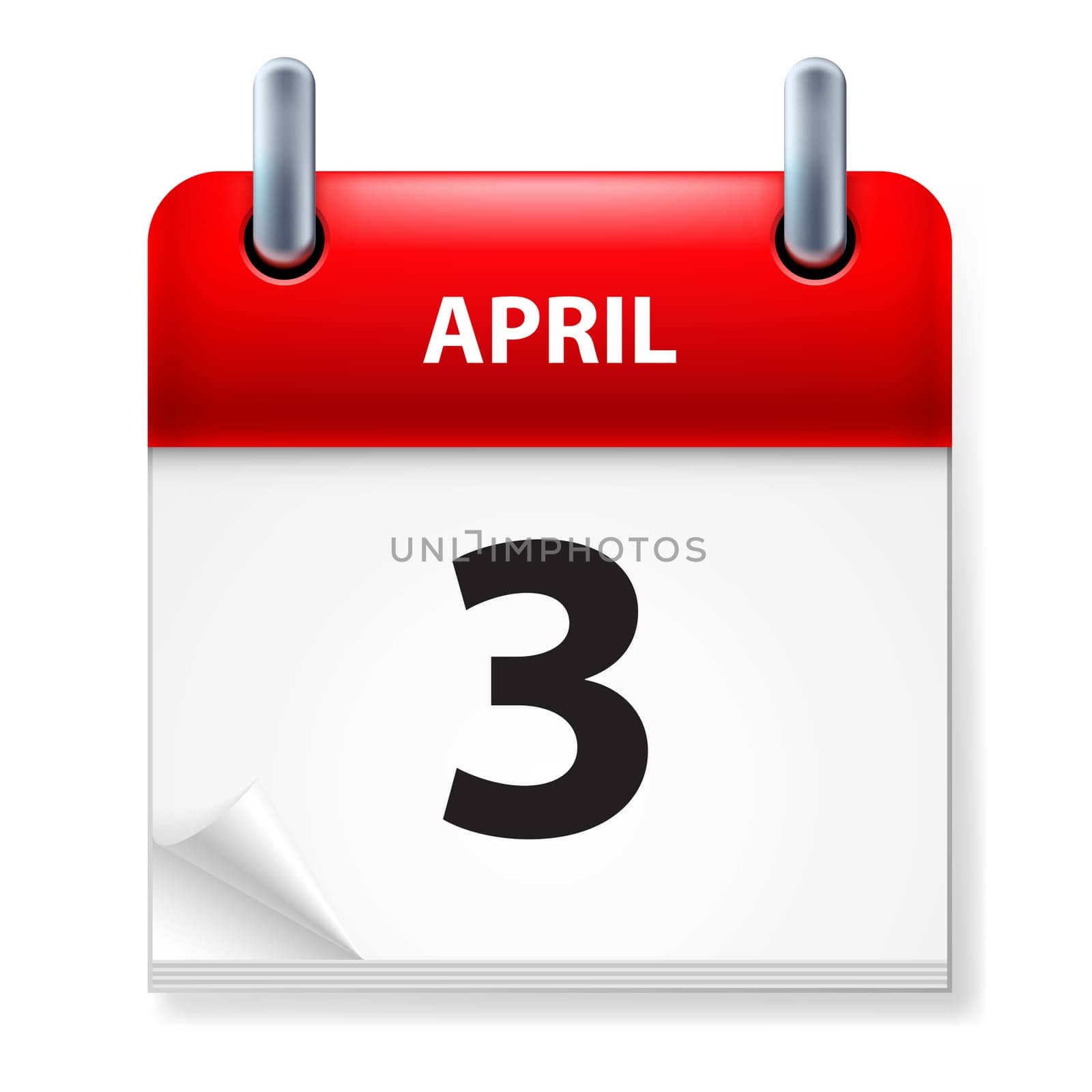 Third in April Calendar icon on white background