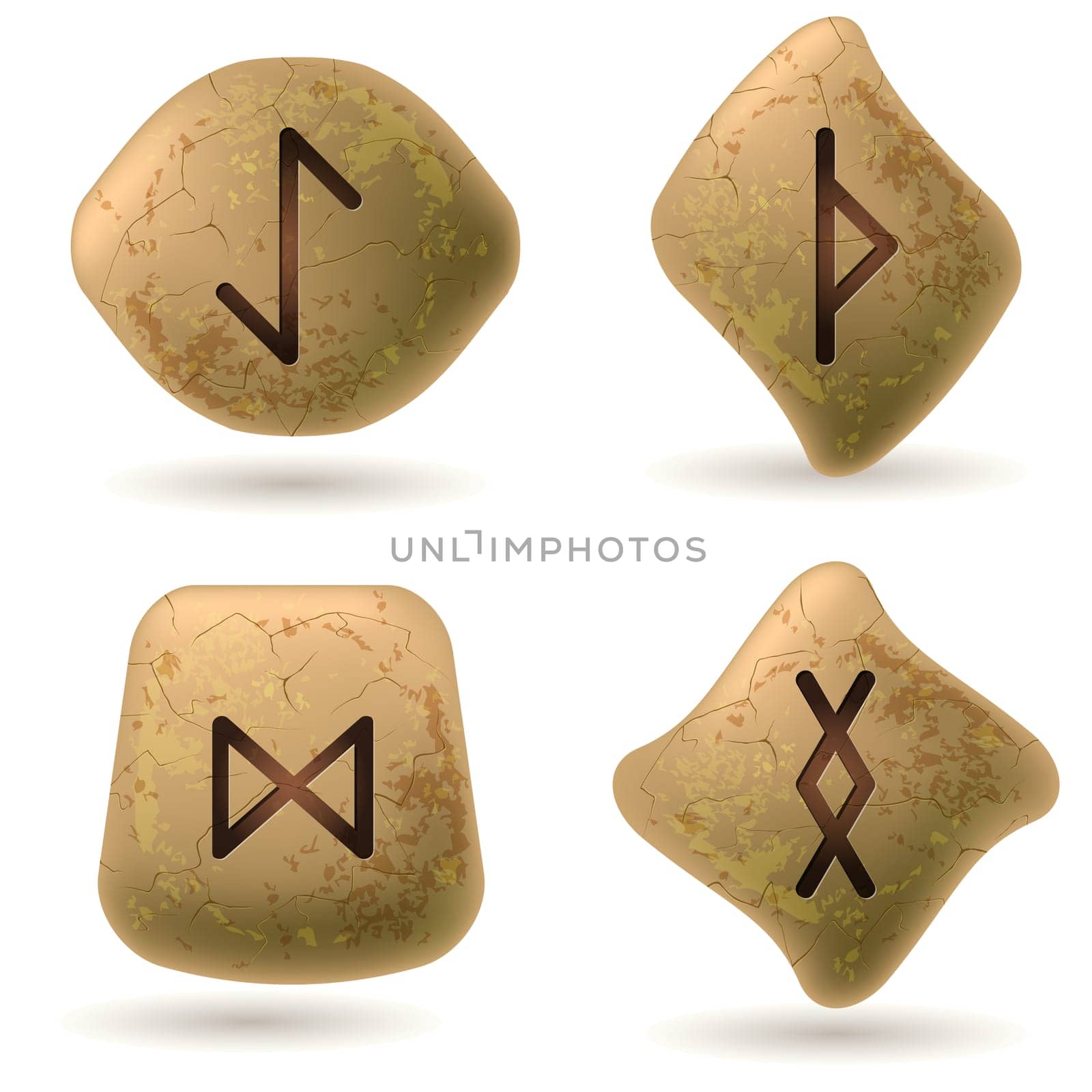 Runes Engraved on Stone. Set number two on white