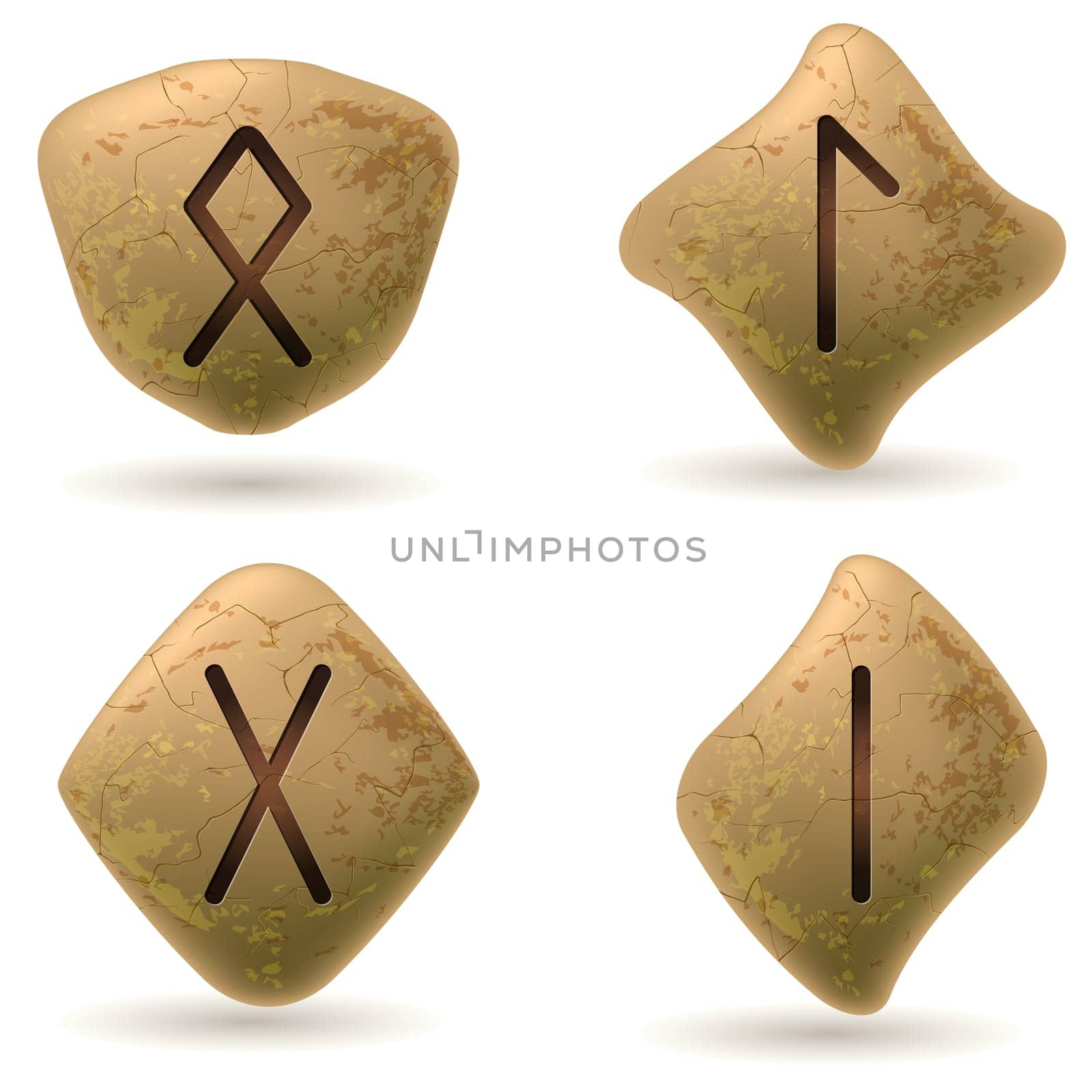 Runes Engraved on Stone. Set number three on white
