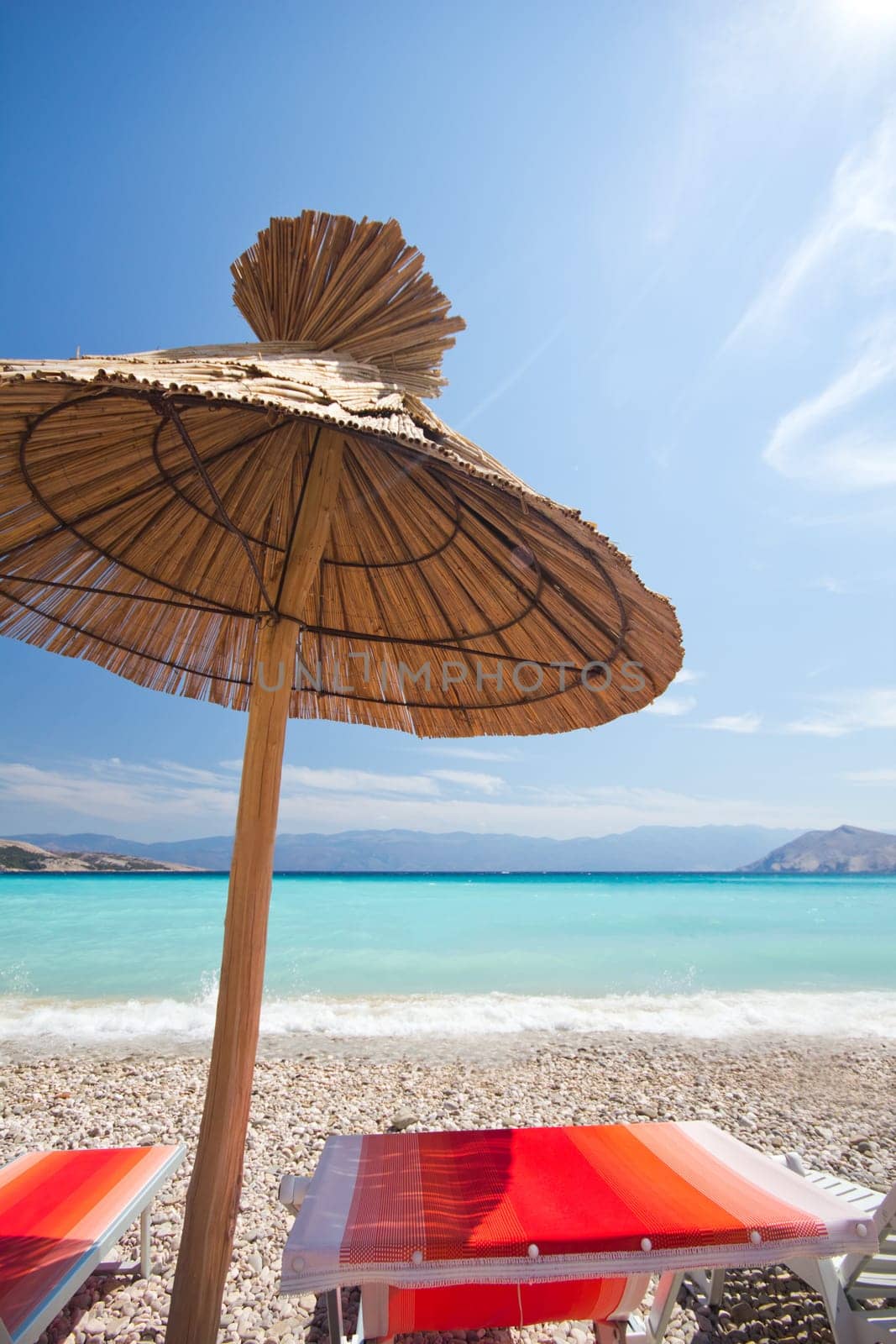 Beach umbrella on the beach