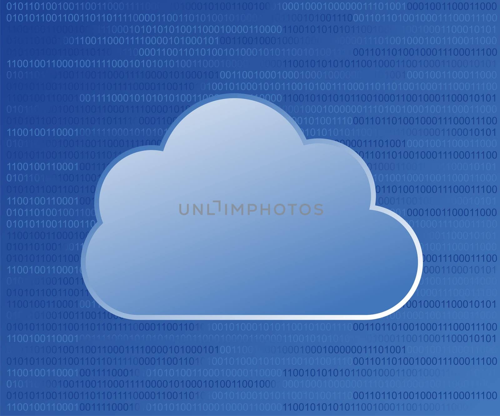 Cloud computing on binary code numbers background. Vector file layered for easy manipulation and custom coloring.