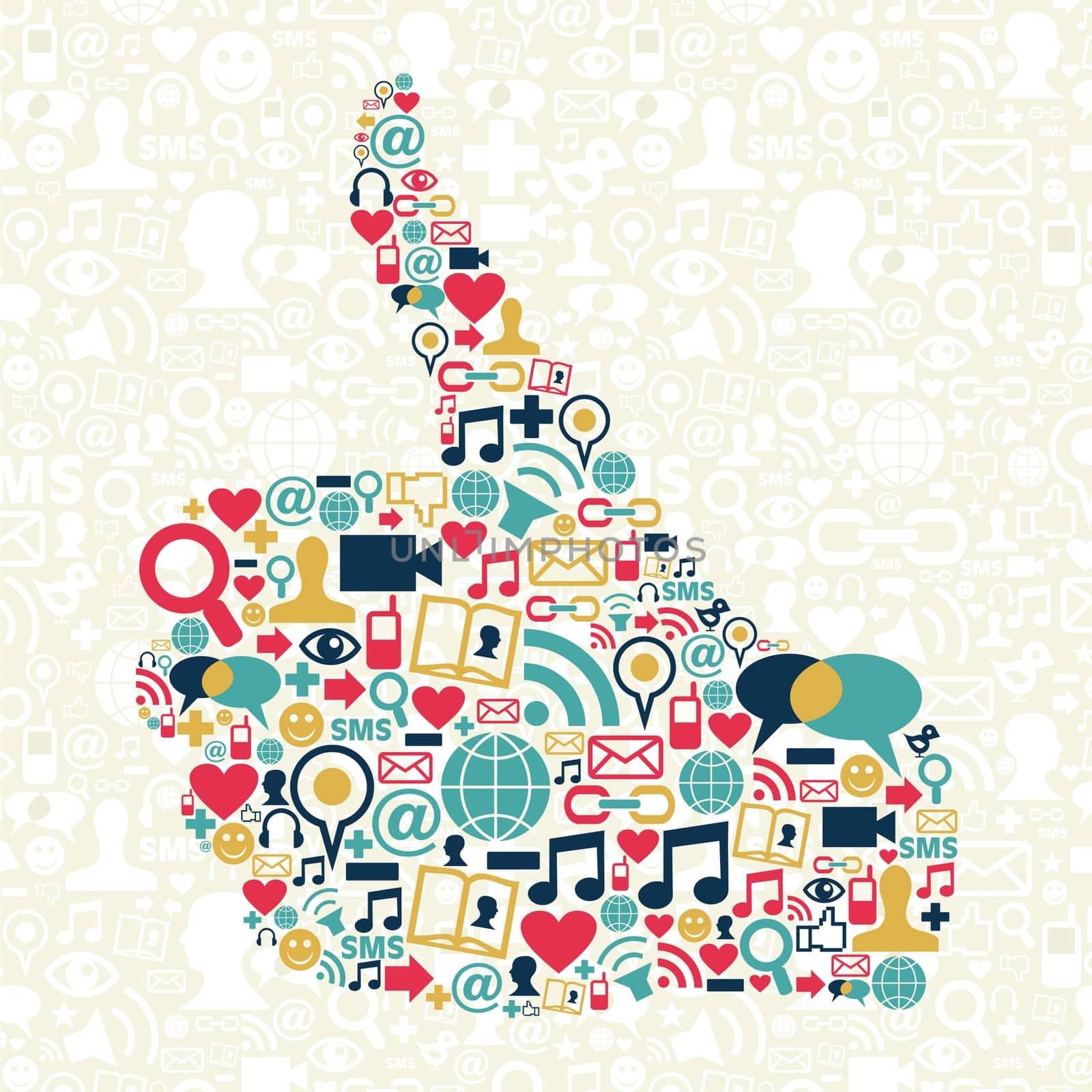 I like Social media hand over networks icon texture background. Vector file layered for easy manipulation and custom coloring.