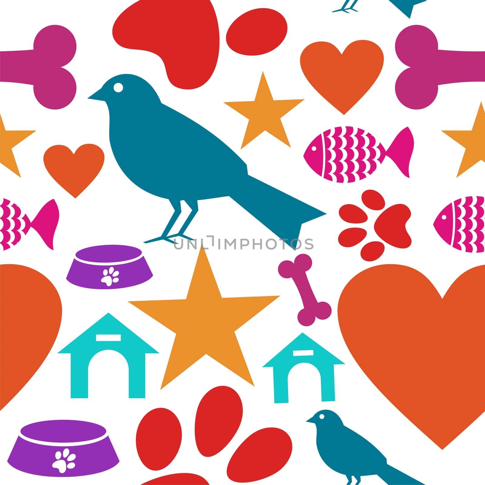 Pets care icons set seamless pattern background. Vector illustration layered for easy manipulation and custom coloring.
