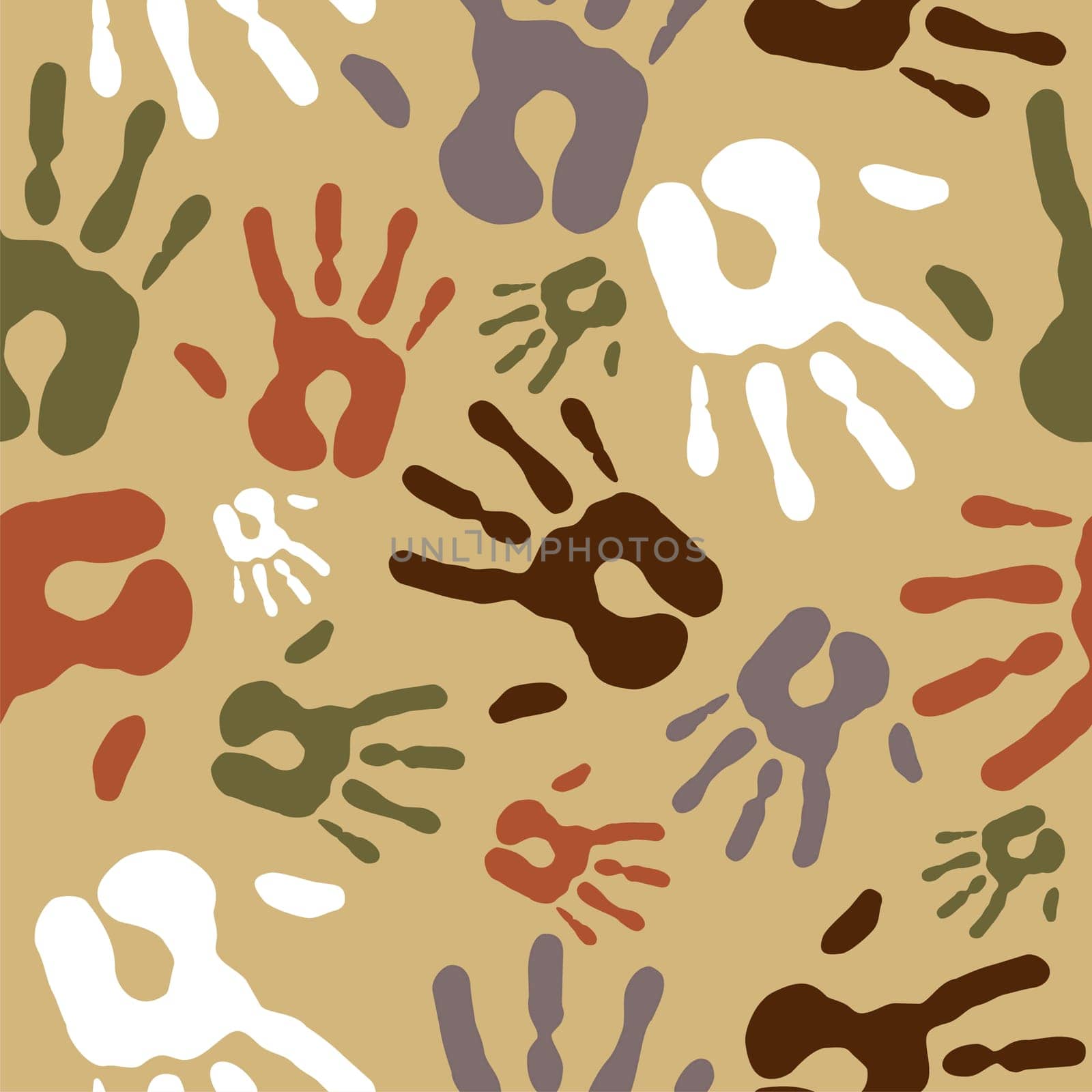 Diversity Vintage hand prints seamless pattern background. Vector file layered for easy manipulation and custom coloring.