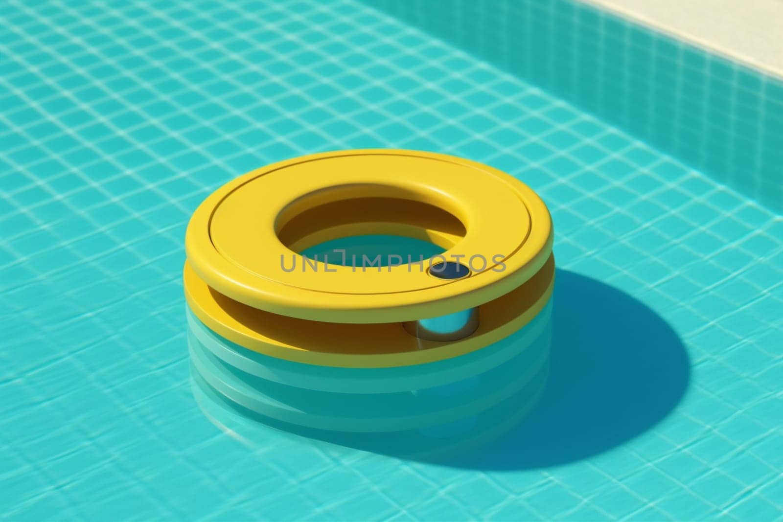 resort ring sunlight circle water pool rescue float vacation yellow. Generative AI. by Vichizh