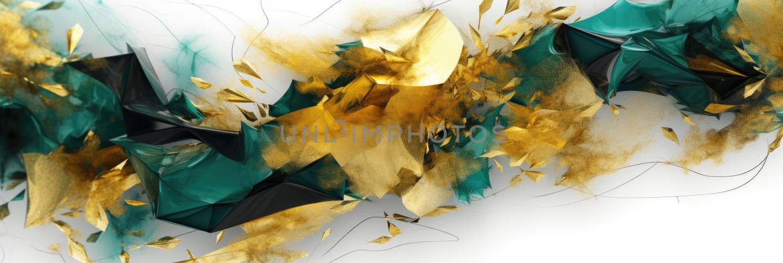 Abstract watercolor artwork mixed with buzzy geometric shapes for background of social media banner generative AI image