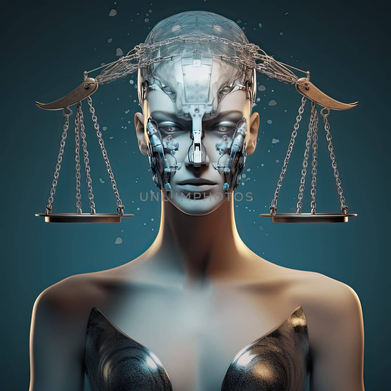 AI and Ethics Law Regulation Artificial Intelligence Robot Hand Illustration Concept Technology Moral and Legal Policy.