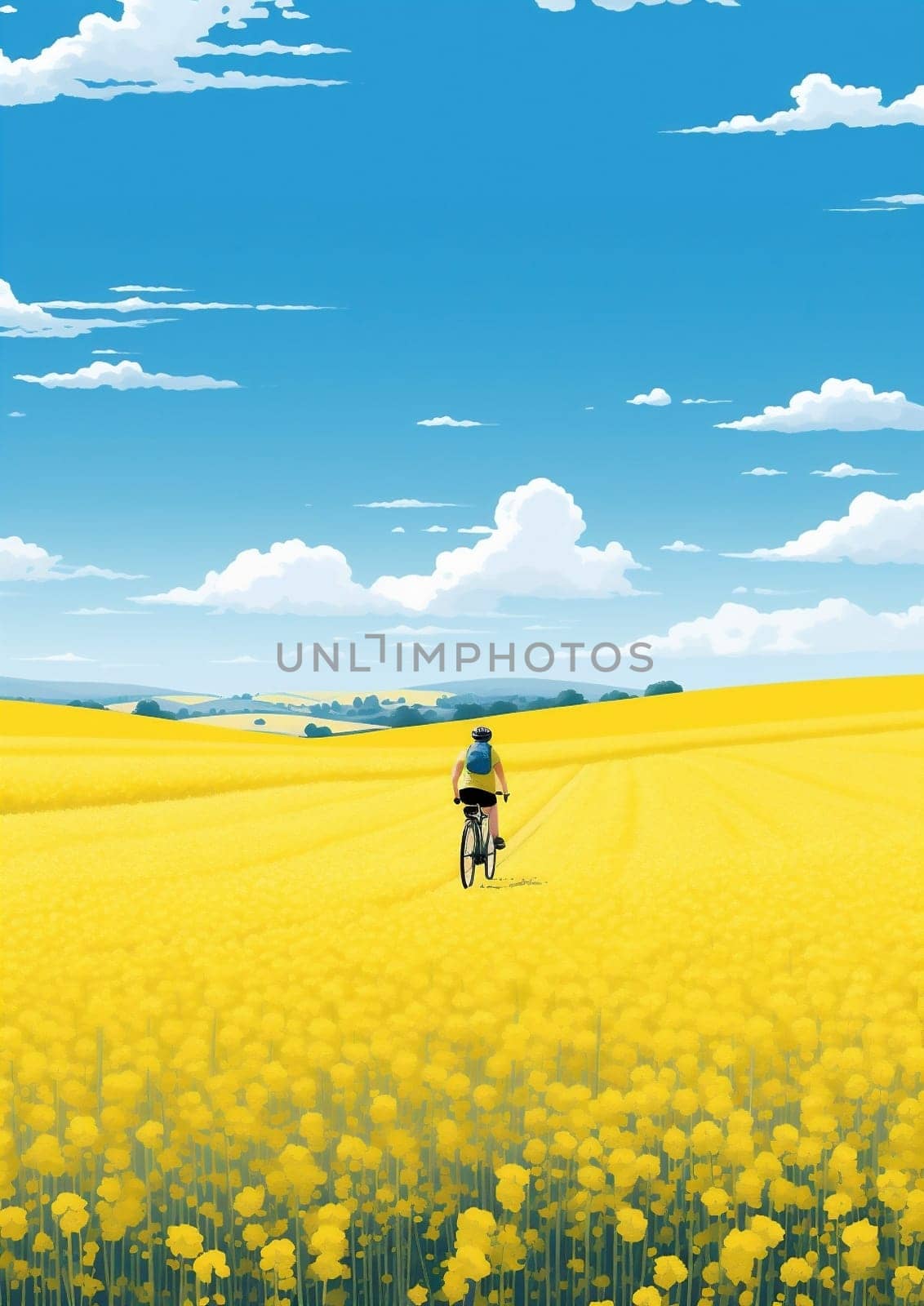 Agriculture sky landscape background nature yellow fields by Vichizh