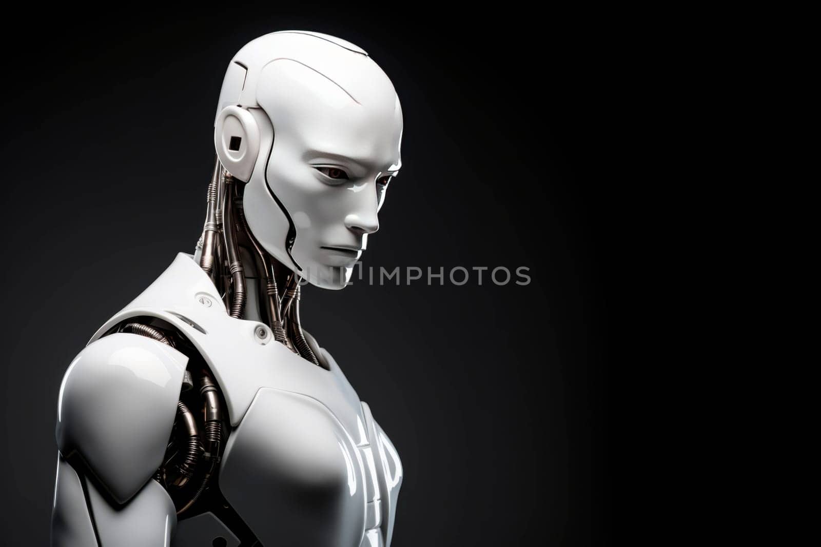 A humanoid robot on a neutral background. Minimalism. Future.