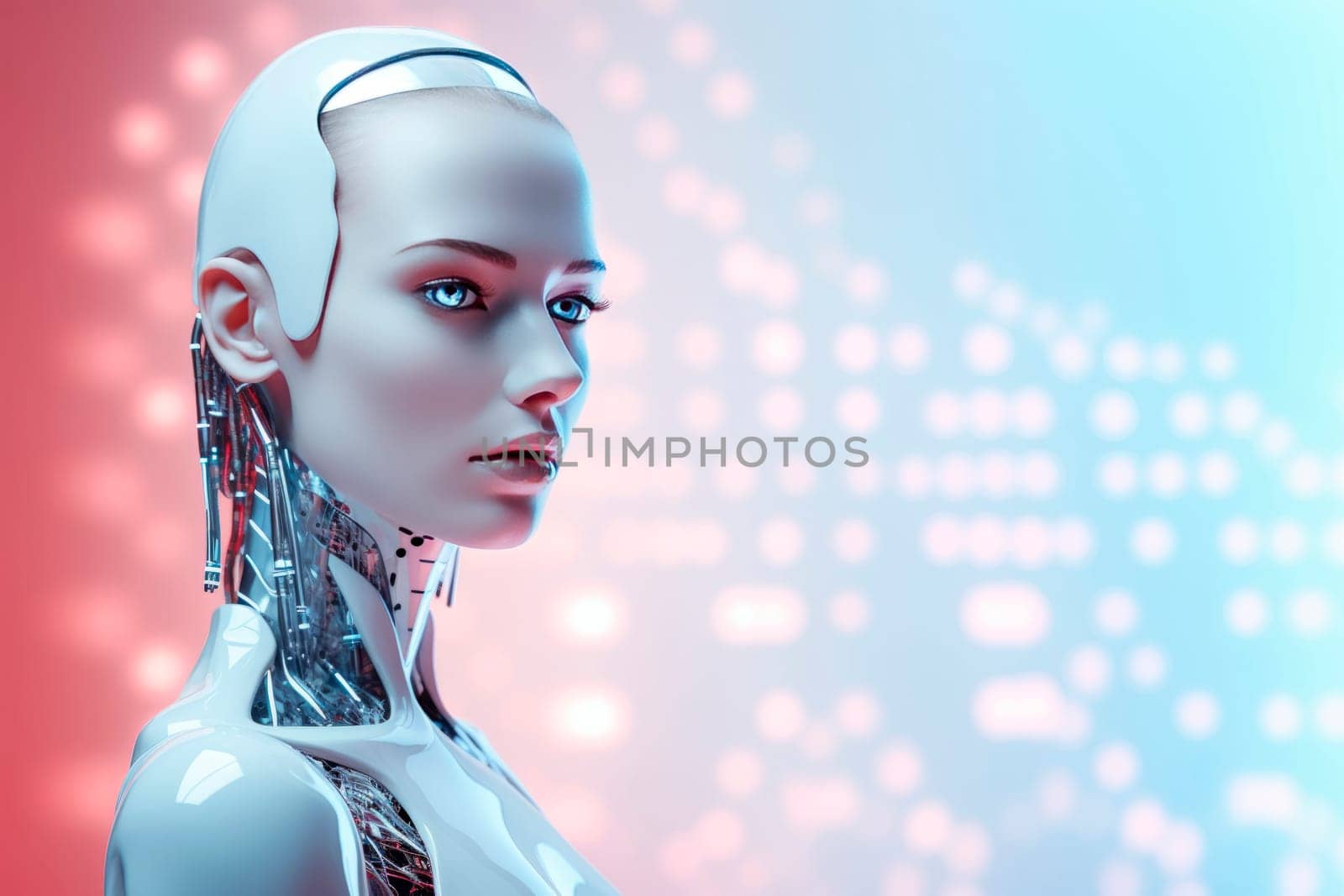 A humanoid female robot on a bright background. by Spirina