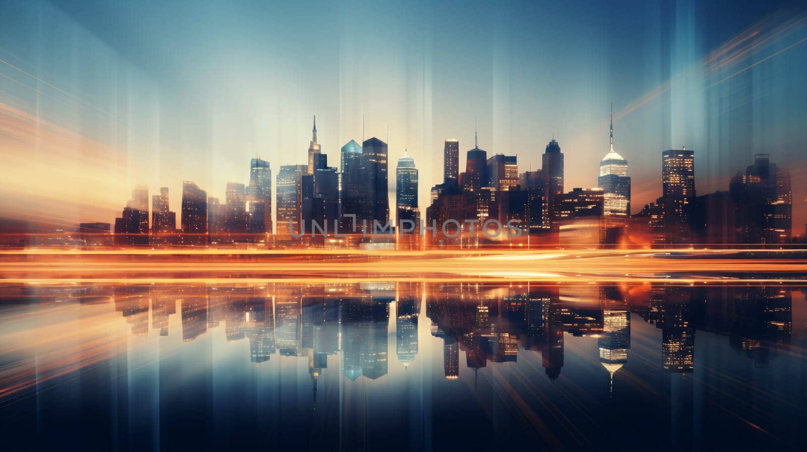 a highart image of a city skyline at night - business and modernity concept - AI generative