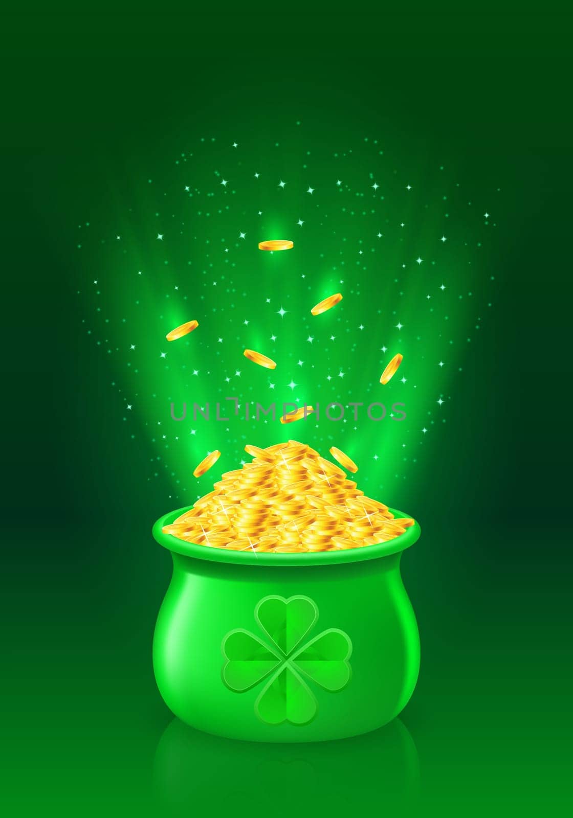 Illustration of pot with full of gold coins