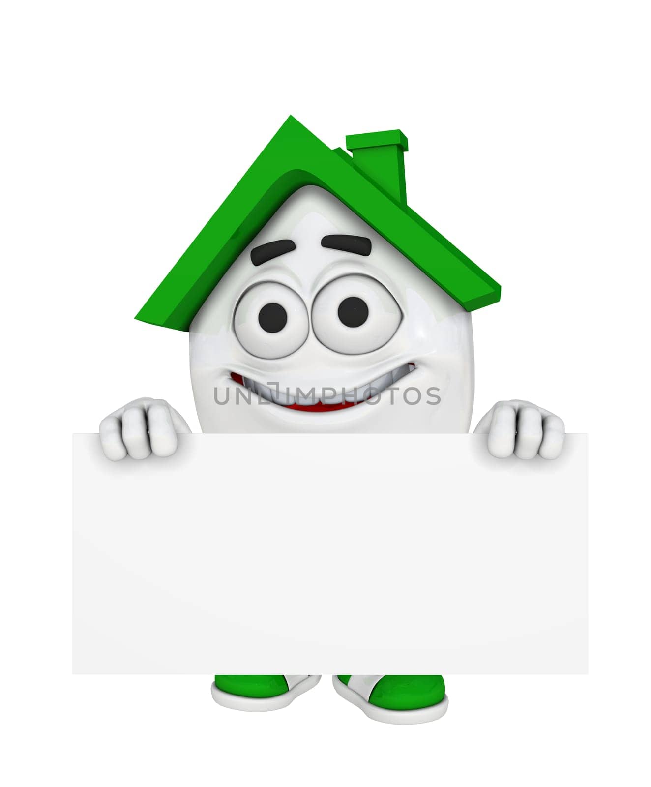 3D House with Billboard - Green