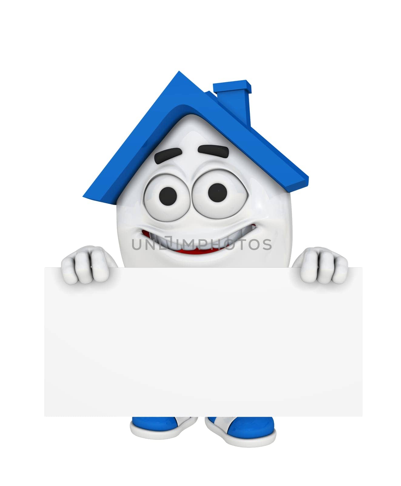3D House with Billboard - Blue