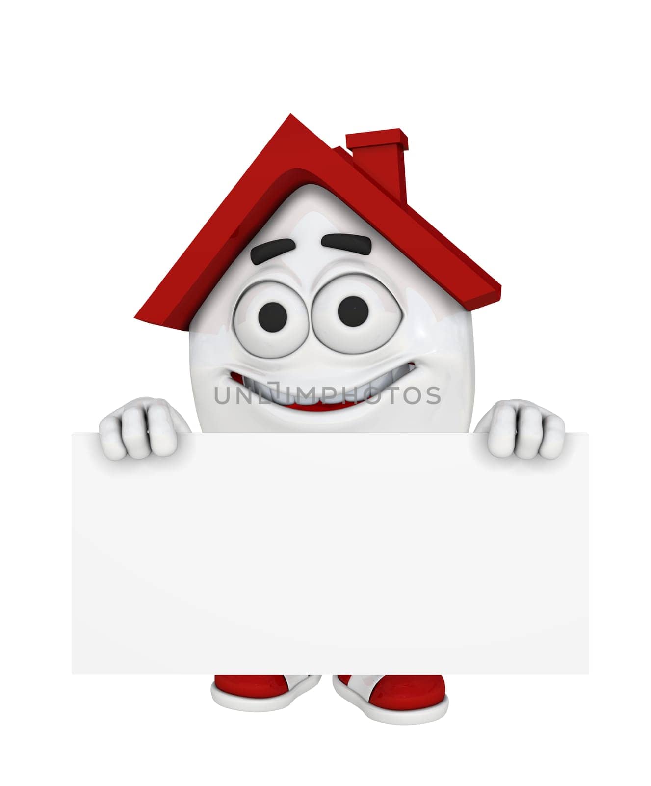 3D House with Billboard - Red
