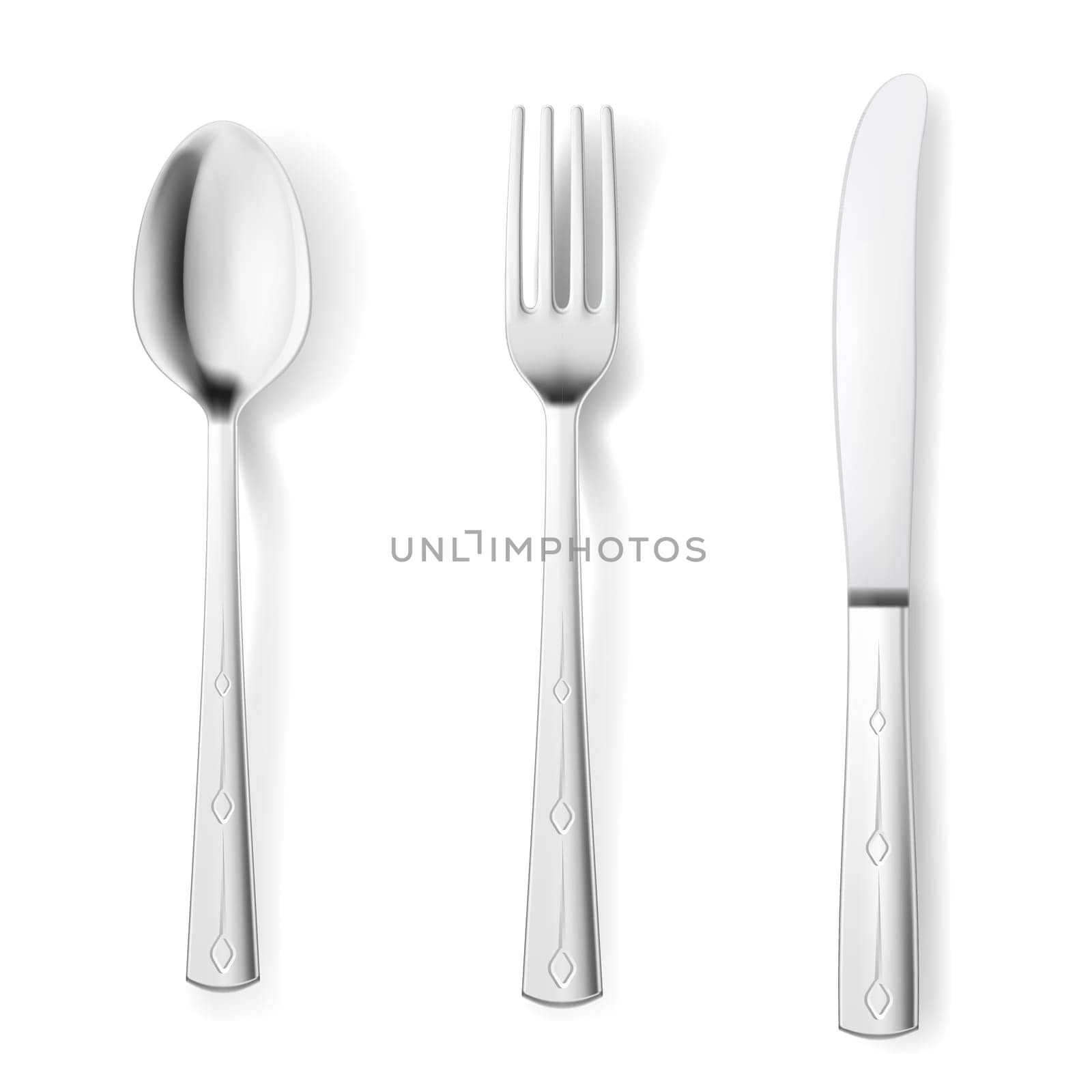 Cutlery fork spoon knife. Illustrations on white background for design