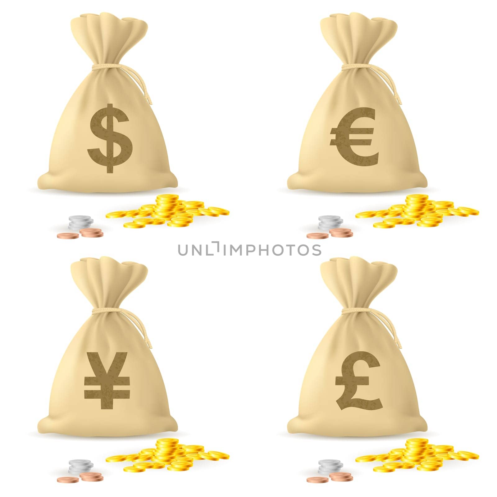 Set of Money Bags. Illustration on white background