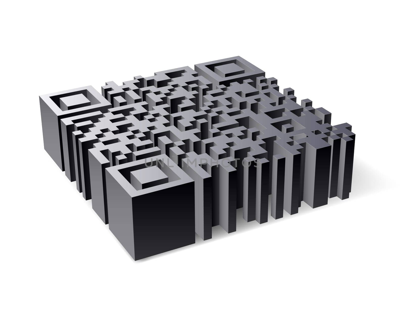 3D QR Code. Abstract illustration of designer on white background